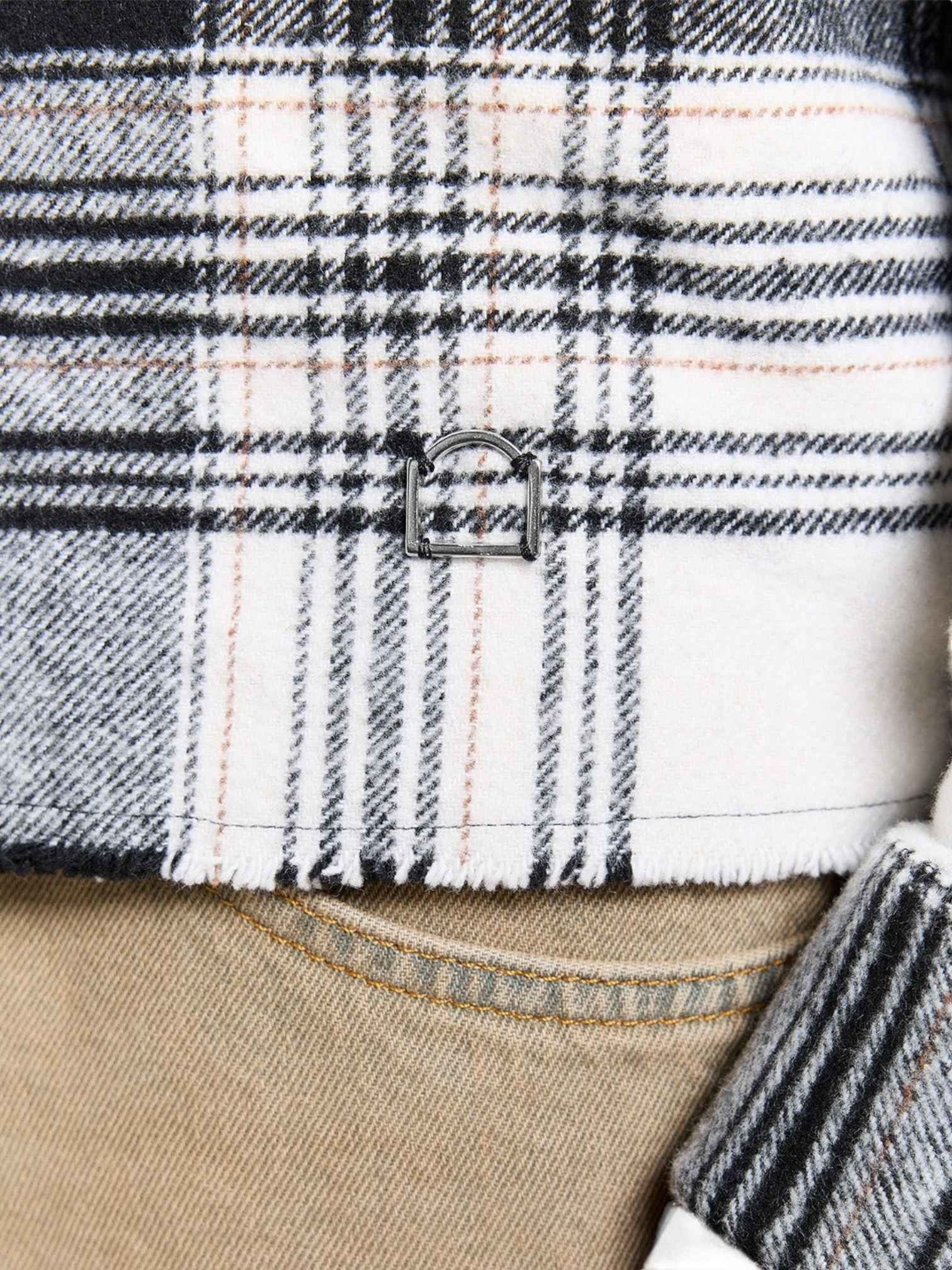 RETERNITY Reternity Creative dept logo flannel shirt camicione in flanella cropped fit - Black - 7