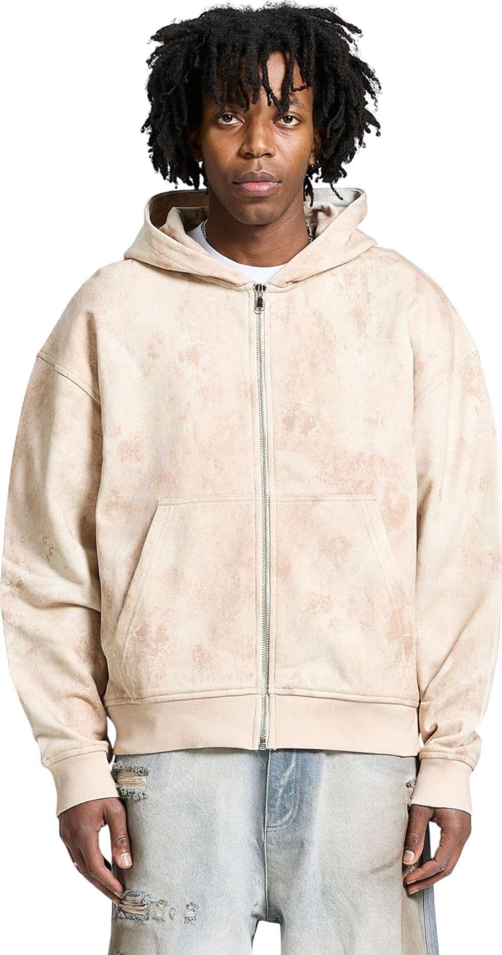 RETERNITY Reternity Deliria Zip Hoodie felpa con cappuccio e zip cropped fit - Sand - 2