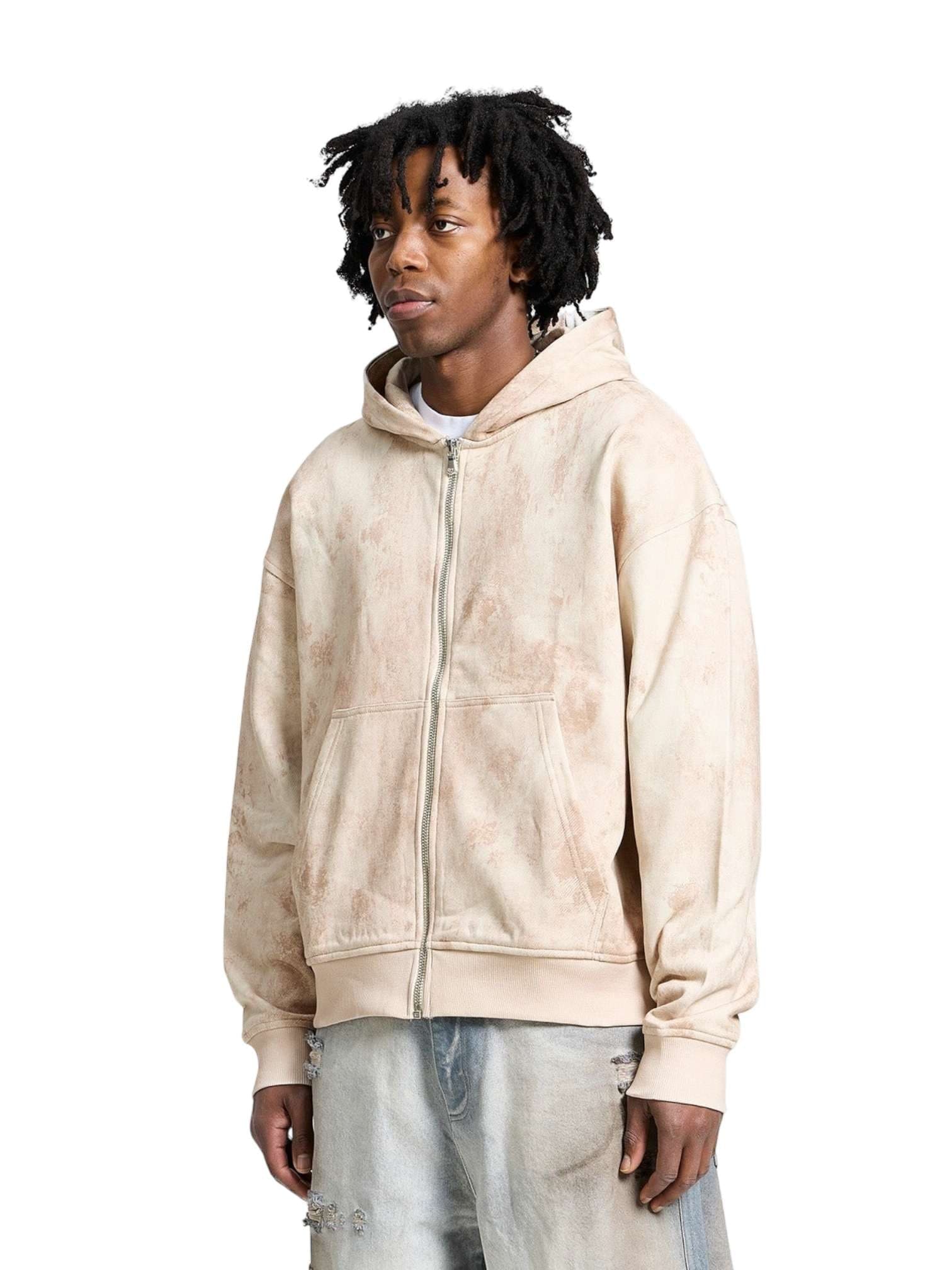 RETERNITY Reternity Deliria Zip Hoodie felpa con cappuccio e zip cropped fit - Sand - 3