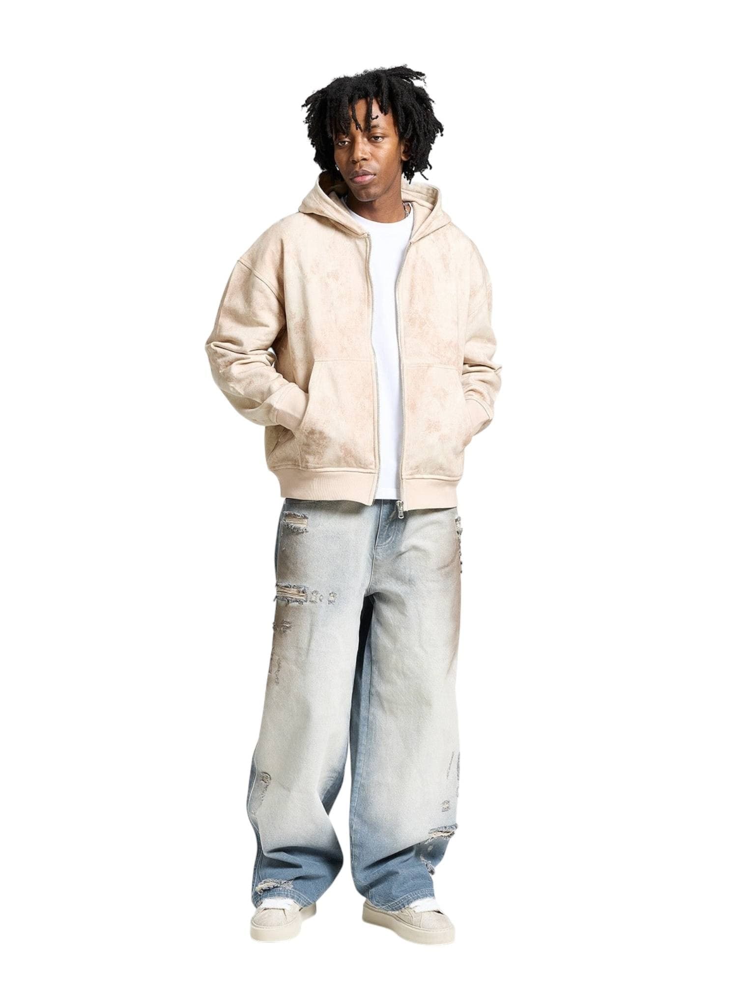 RETERNITY Reternity Deliria Zip Hoodie felpa con cappuccio e zip cropped fit - Sand - 6