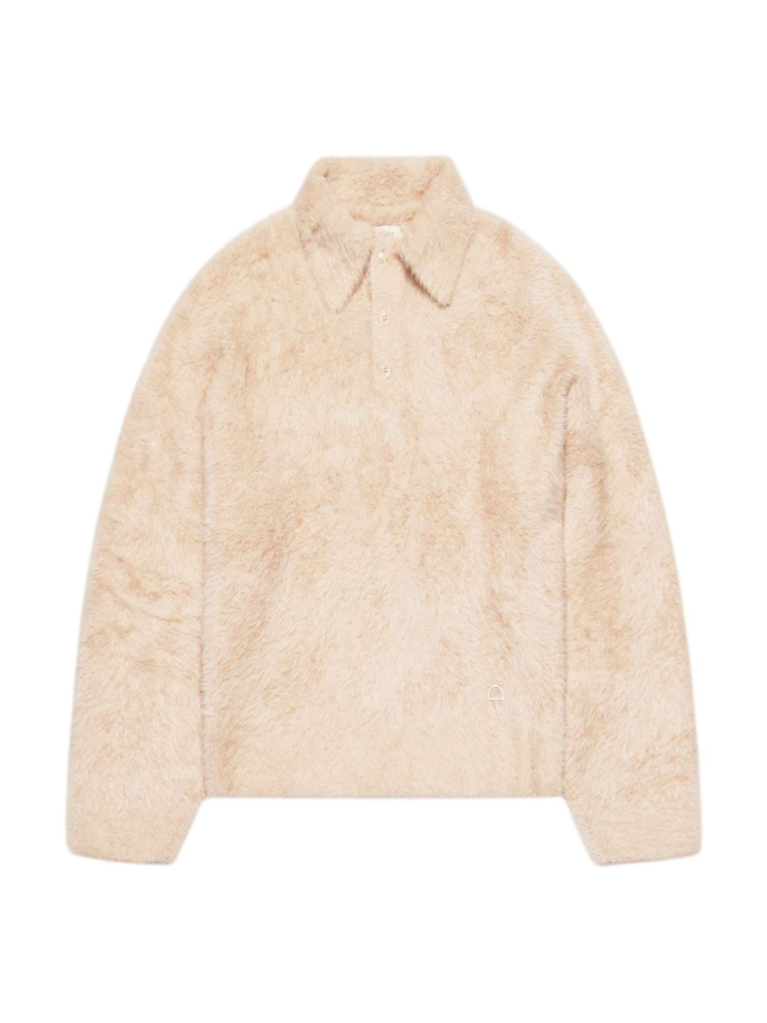 RETERNITY Reternity Clair furry knit polo sweater maglione reversibile peloso con colletto con fit cropped - Sand - 8