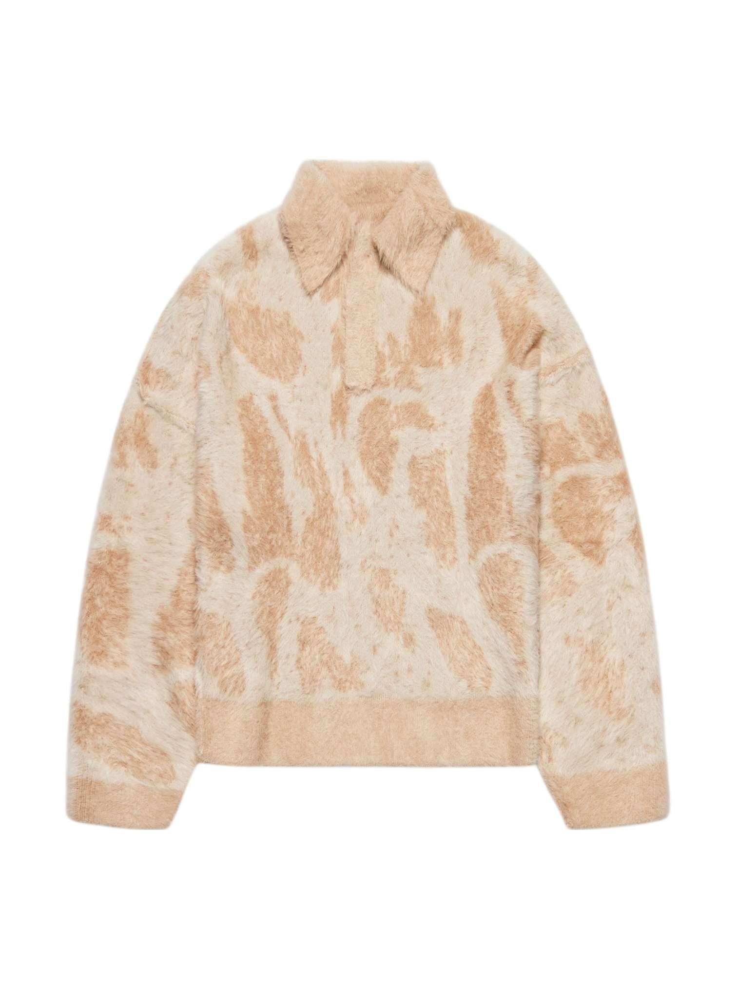 RETERNITY Reternity Clair furry knit polo sweater maglione reversibile peloso con colletto con fit cropped - Sand - 2