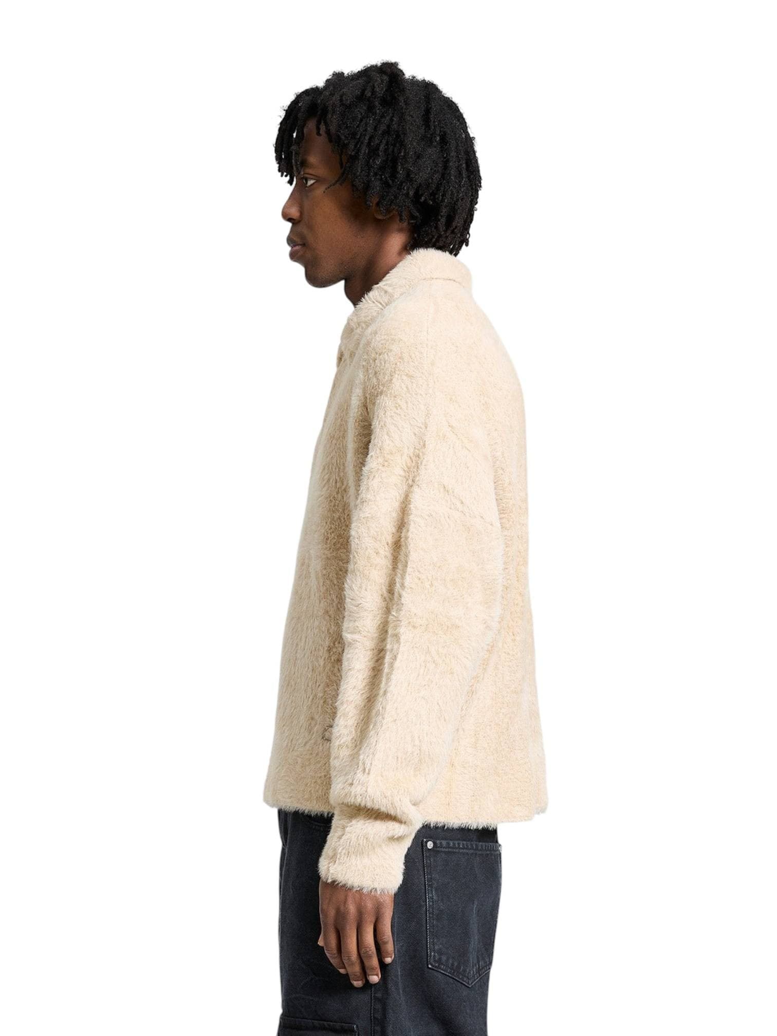 RETERNITY Reternity Clair furry knit polo sweater maglione reversibile peloso con colletto con fit cropped - Sand - 5
