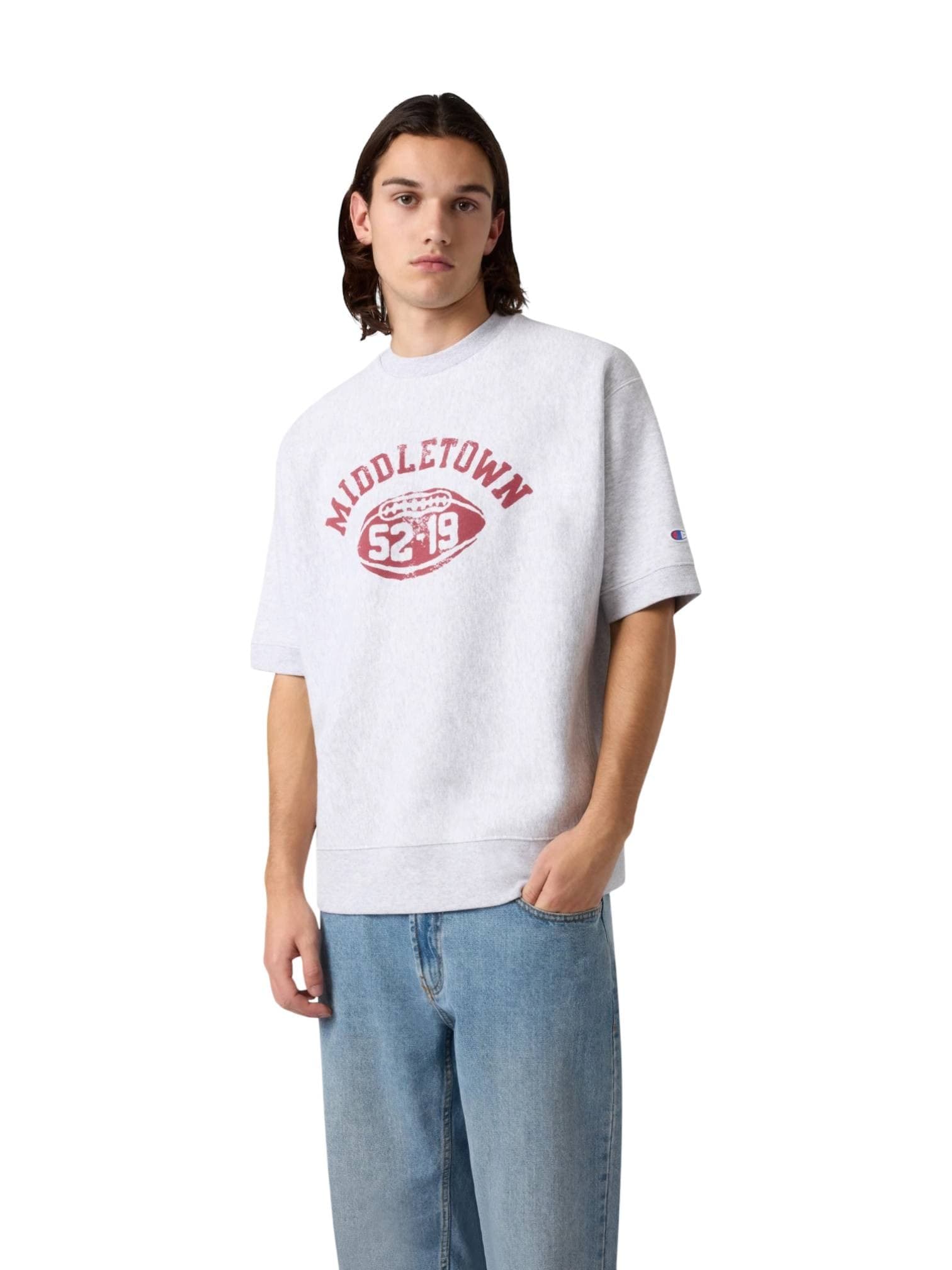 CHAMPION ARCHIVE Champion Reverse weave S/S Crew Sweatshirt felpa maniche corte - heather grey - 2