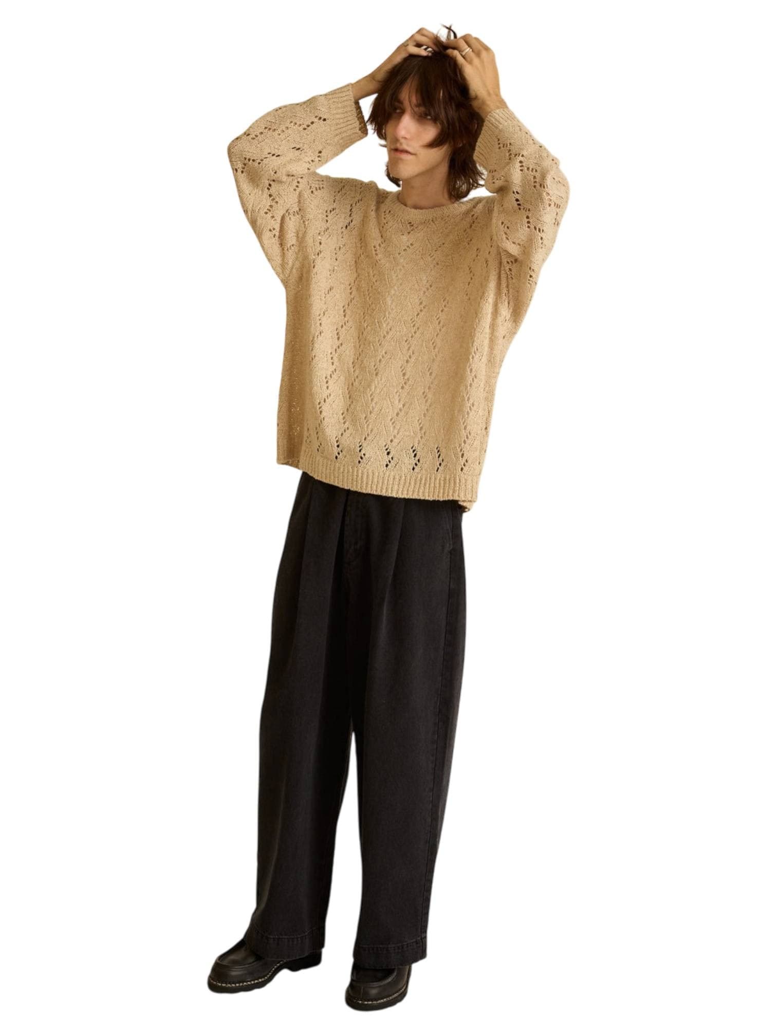 OBEY Obey Shimoda tape yarn sweater maglioncino in crochet leggero - natural - 3
