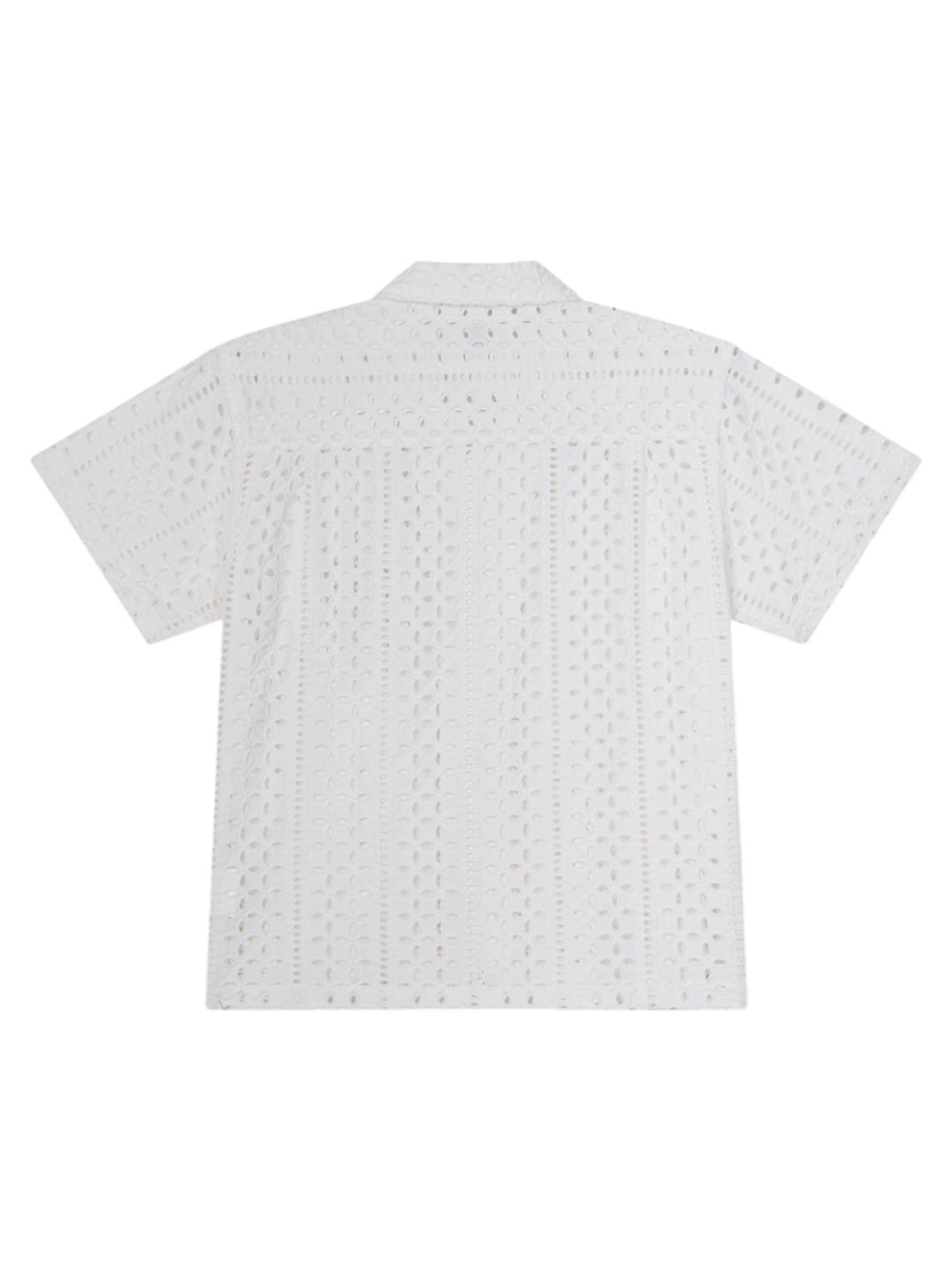 OBEY Obey Ayers woven camicia boxy fit maniche corte in cotone traforato - white - 2