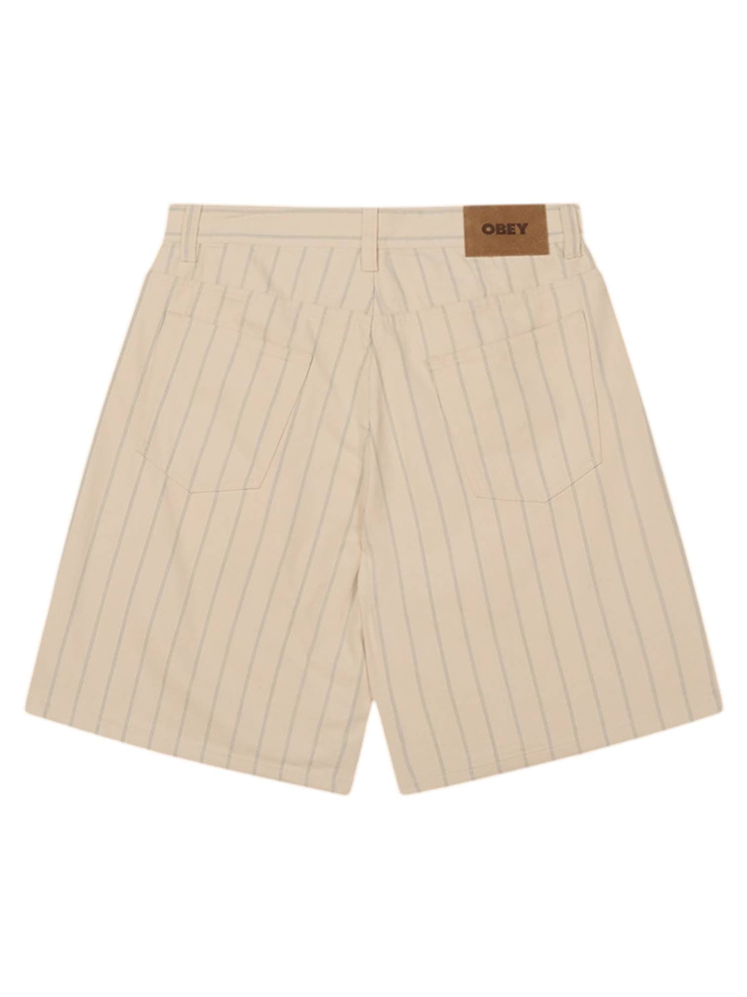 OBEY Obey Stripe baggy denim shorts a righe di jeans gamba larga - pelican multi - 2
