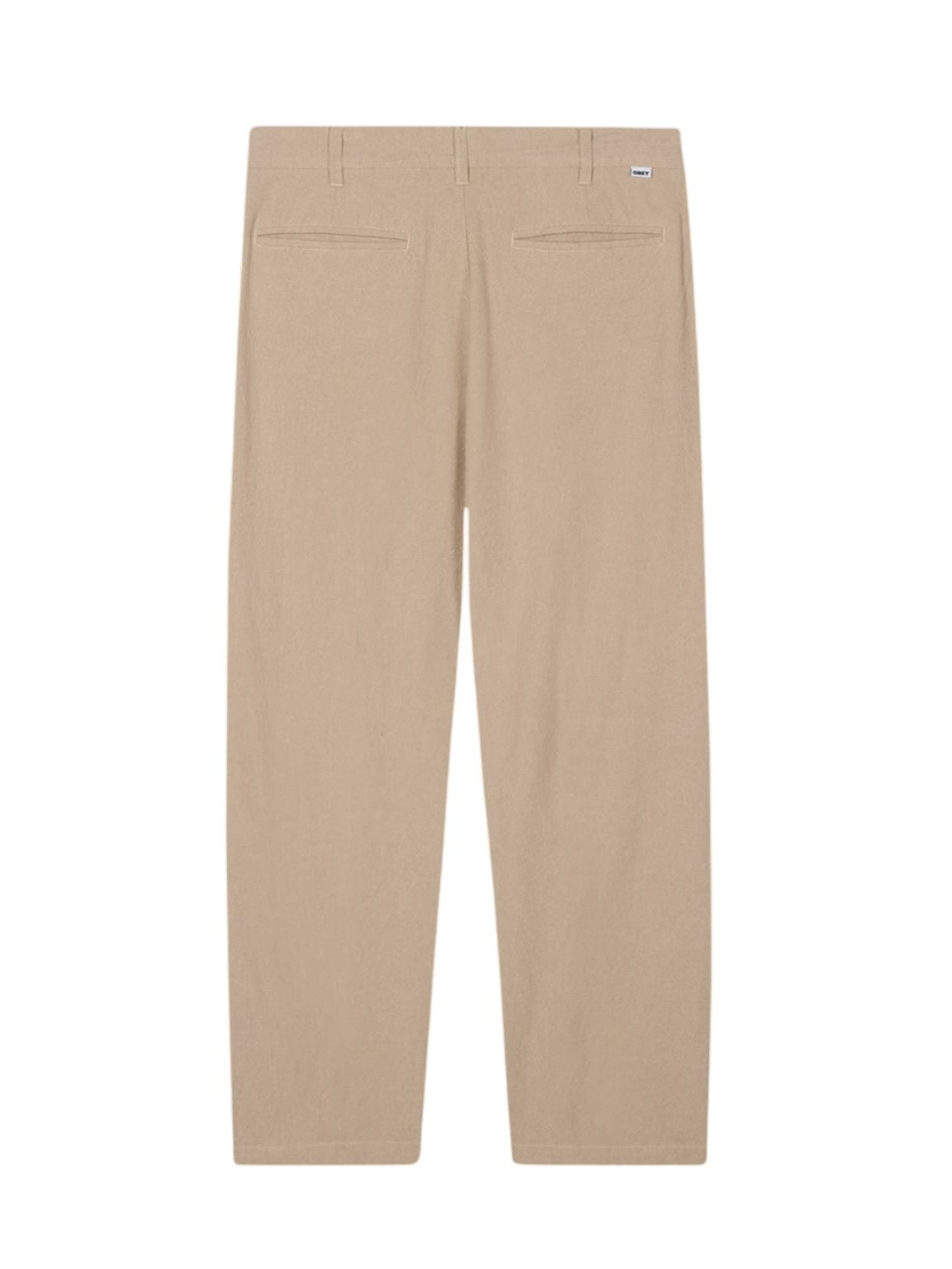 OBEY Obey Fubar linen pleated pants pantaloni sartoriali in lino tapered fit - oatmeal - 2