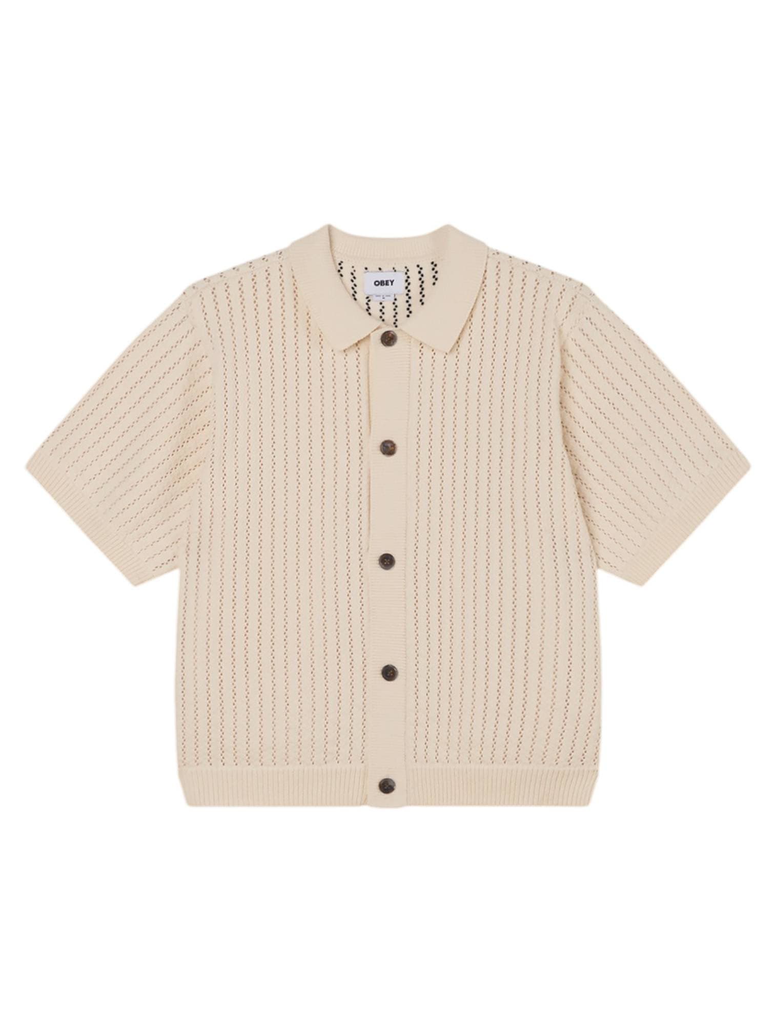 OBEY Obey Dez sweater shirt cardigan maniche corte con colletto - umbleached - 3