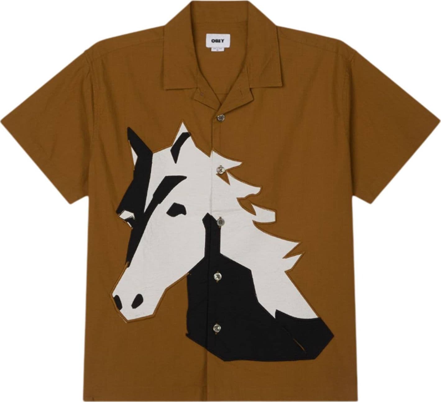 OBEY Obey Beau cuban shirt camicia maniche corte con stampa applicata - breen multi - 3