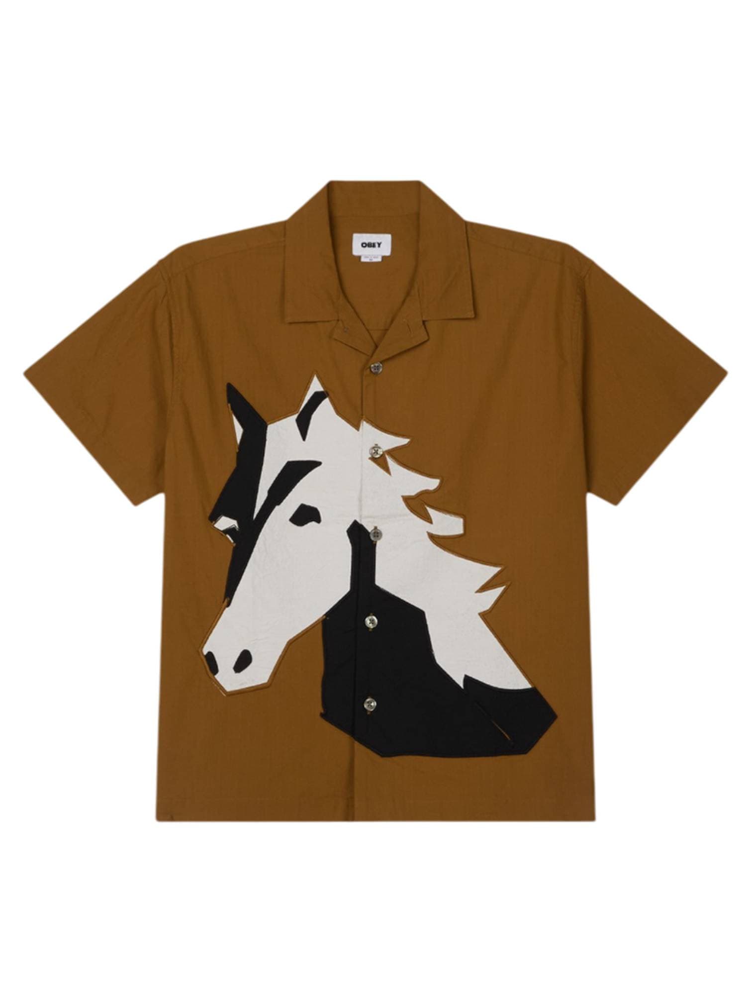 OBEY Obey Beau cuban shirt camicia maniche corte con stampa applicata - breen multi - 3