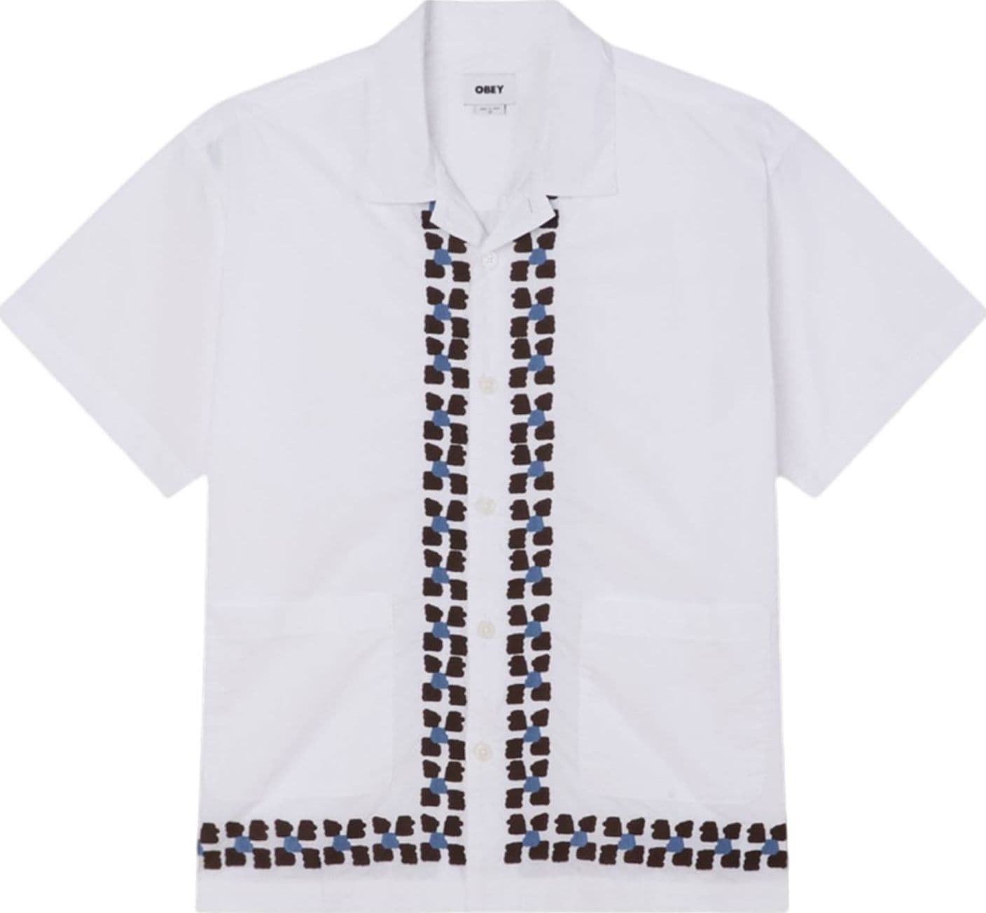 OBEY Obey Ruben shirt camicia maniche corte con colletto cubano - white multi - 4