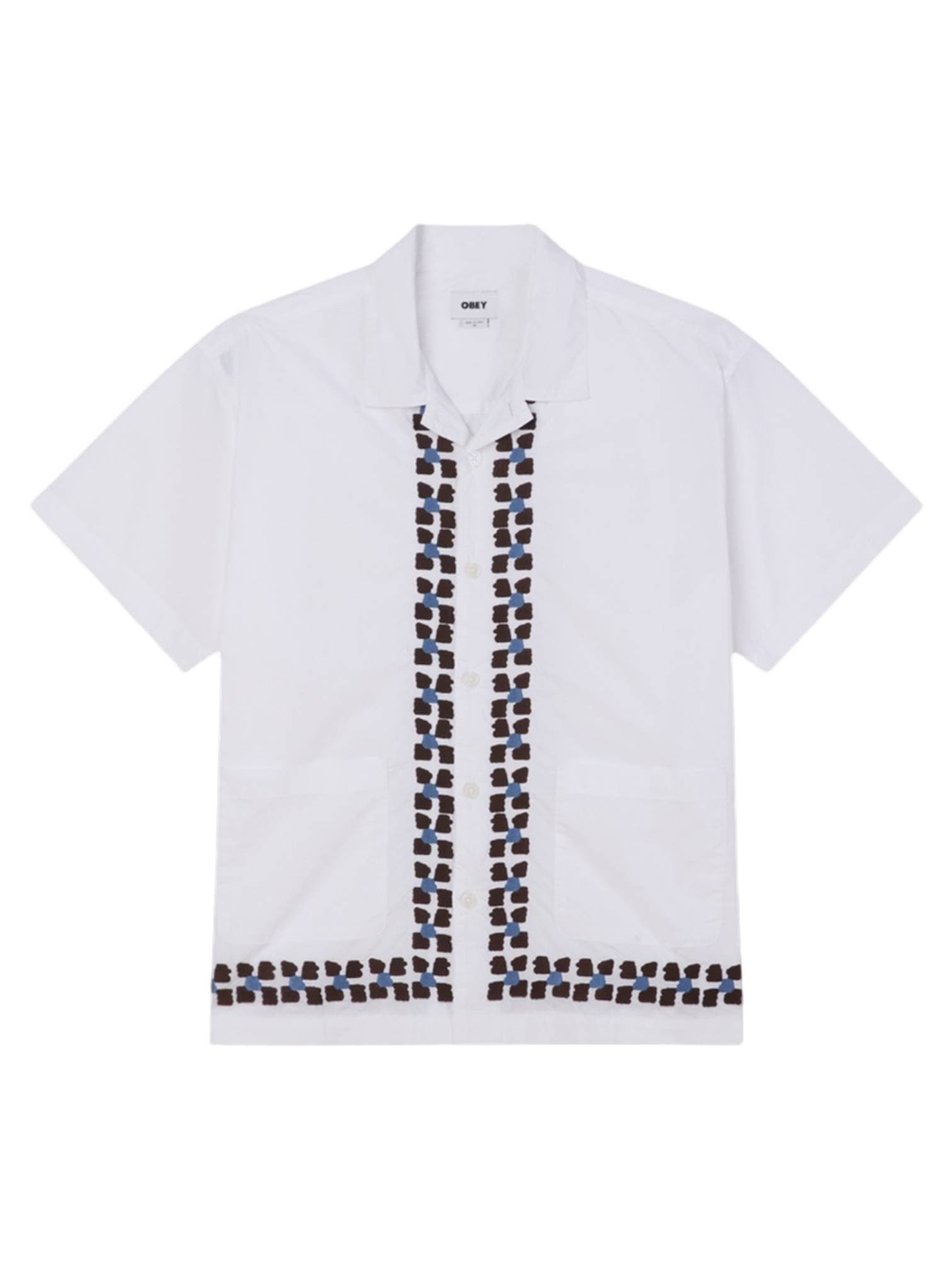 OBEY Obey Ruben shirt camicia maniche corte con colletto cubano - white multi - 4