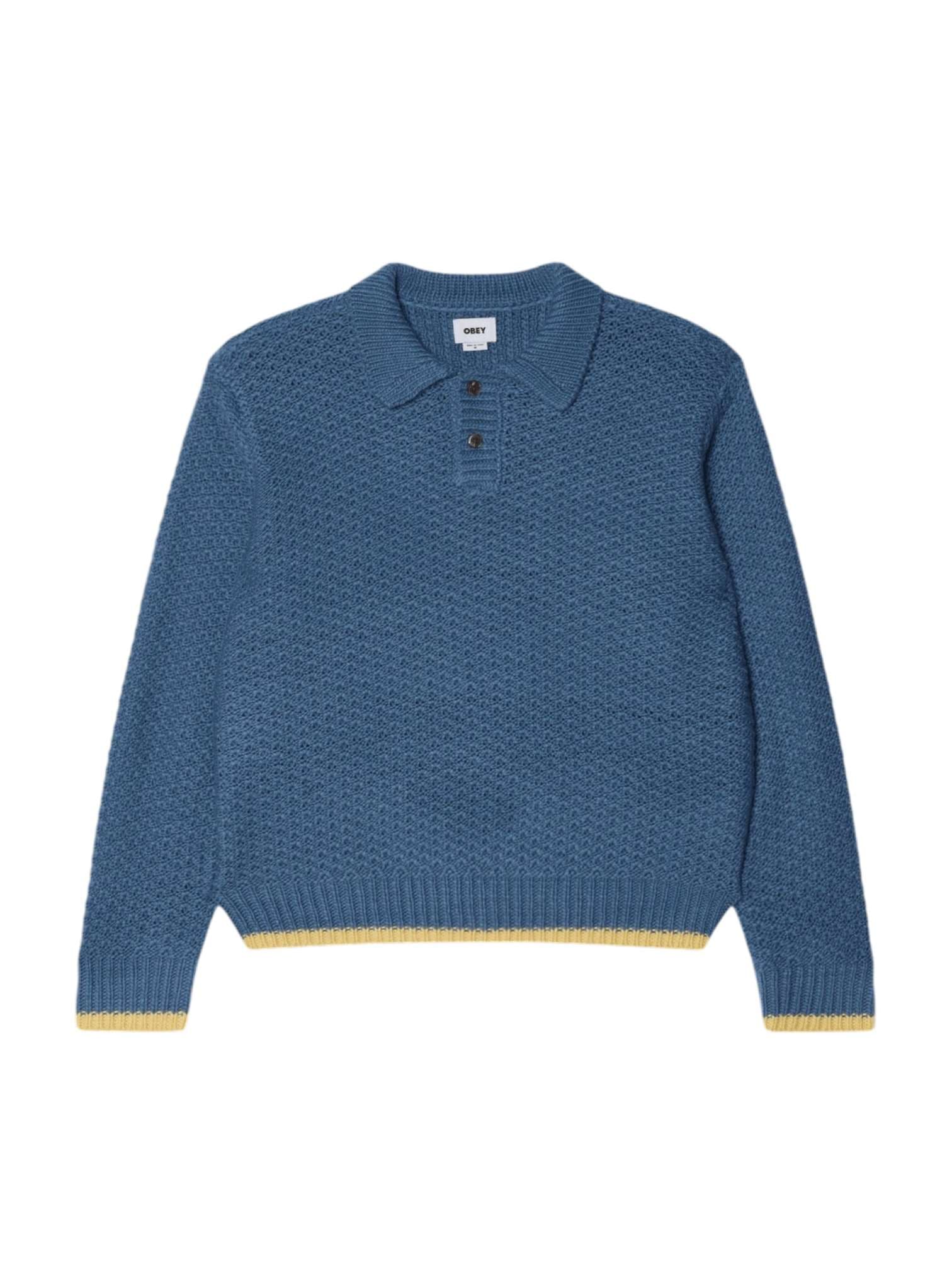 OBEY Obey Loreto Polo knit sweater maglioncino in lana con colletto - Captains blue multi - 6