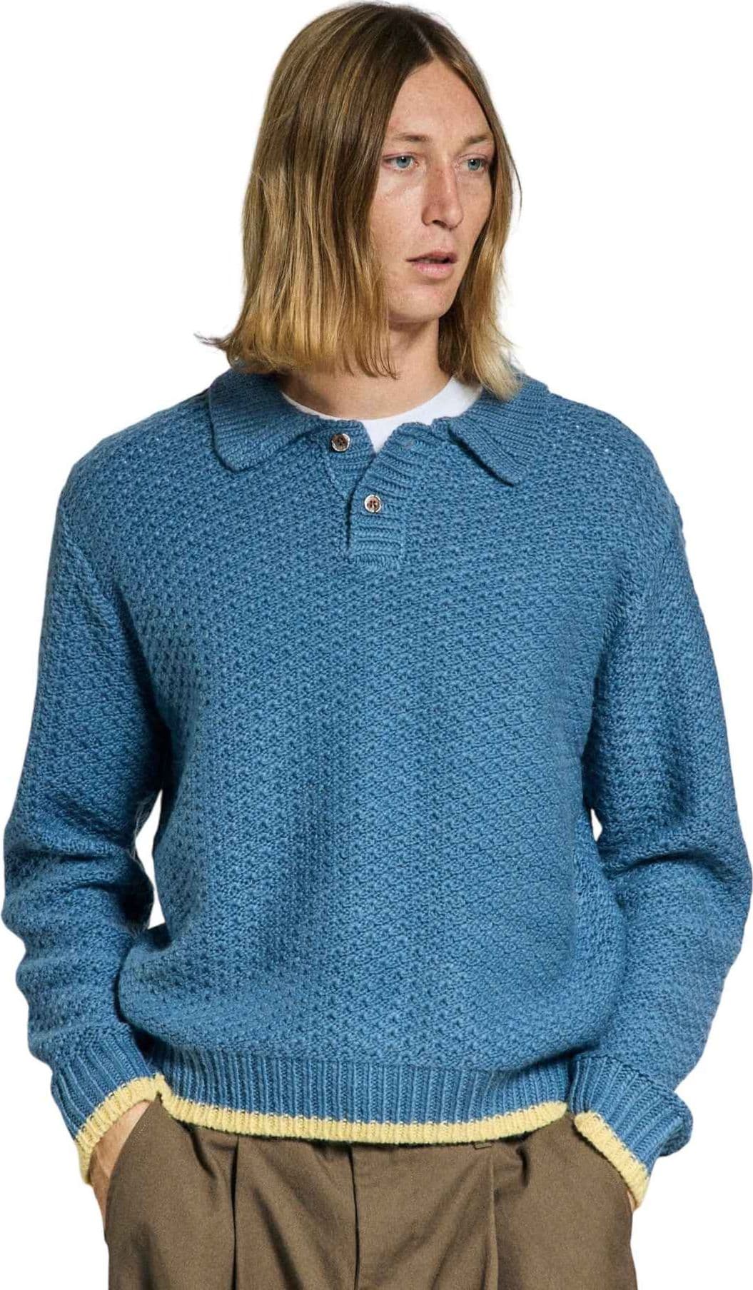 OBEY Obey Loreto Polo knit sweater maglioncino in lana con colletto - Captains blue multi - 4