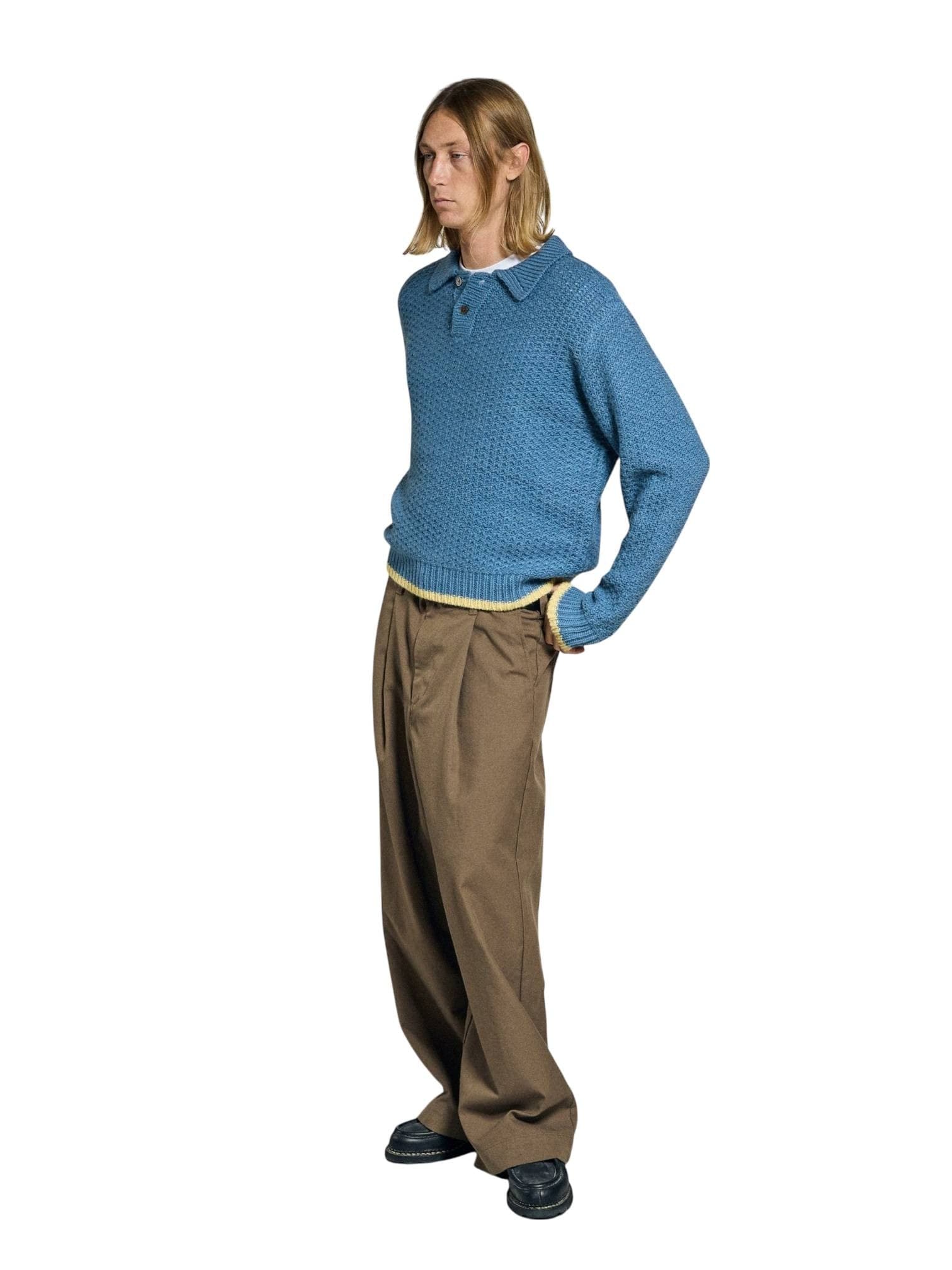 OBEY Obey Loreto Polo knit sweater maglioncino in lana con colletto - Captains blue multi - 5