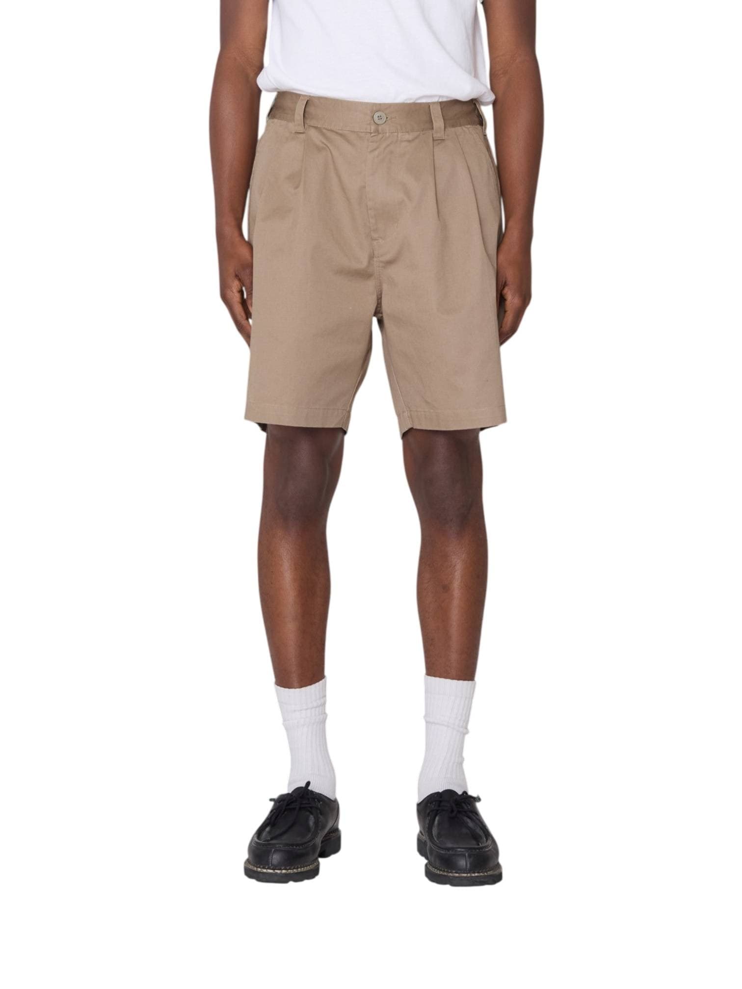OBEY Obey Foster pleated shorts pantaloncini corti sartoriali in cotone gamba larga - mermaid - 4