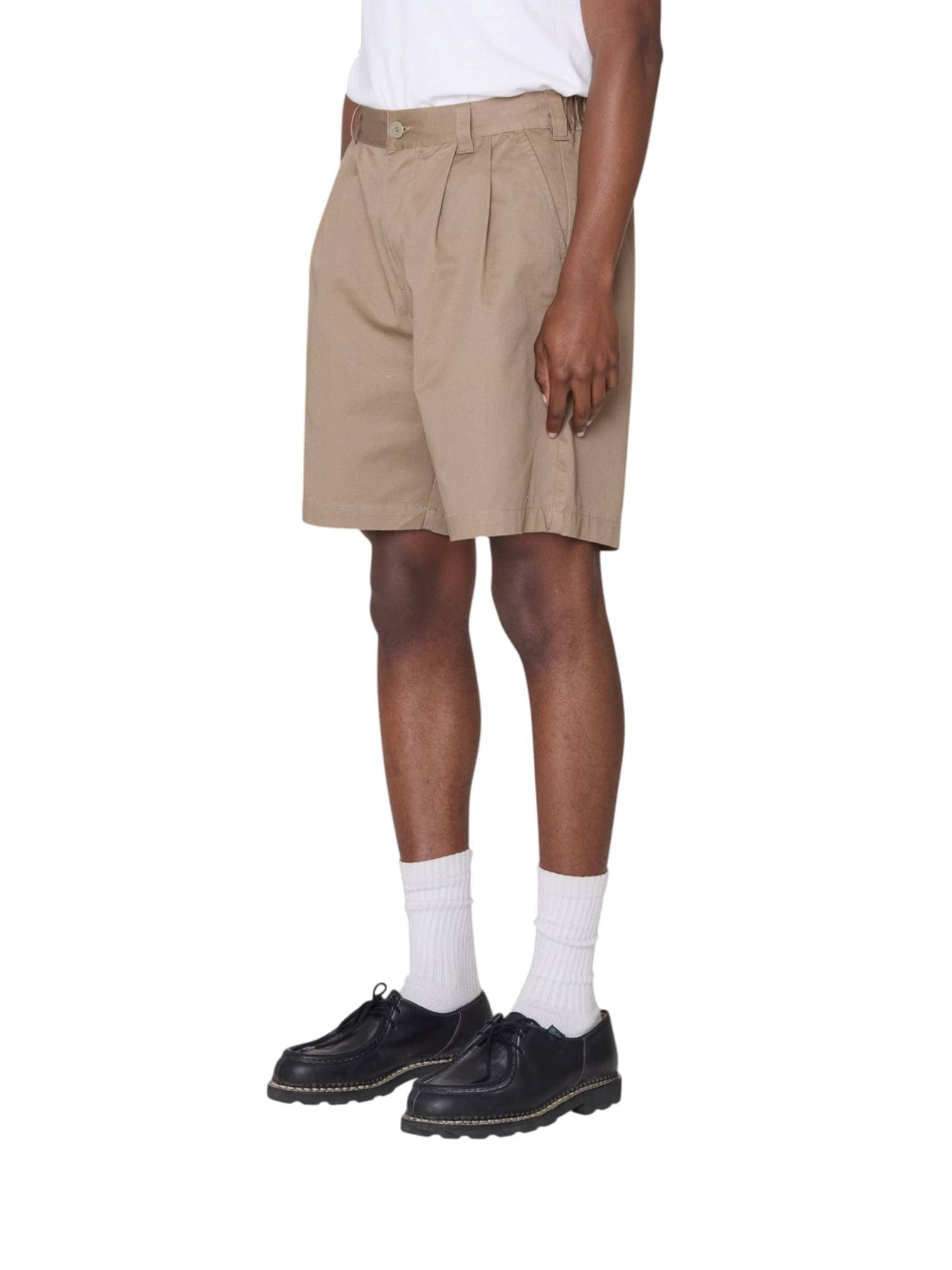 OBEY Obey Foster pleated shorts pantaloncini corti sartoriali in cotone gamba larga - mermaid - 5