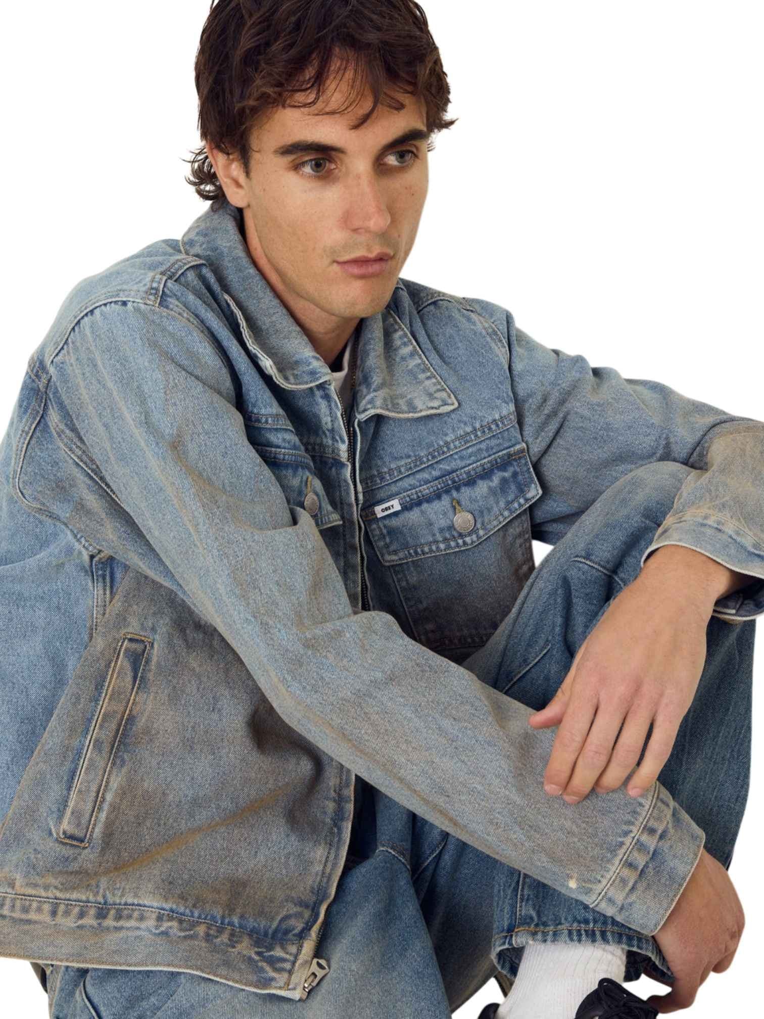 OBEY Obey Base Trucker Jacket giacca in denim leggera con effetto vintage - heavy vintage light - 3