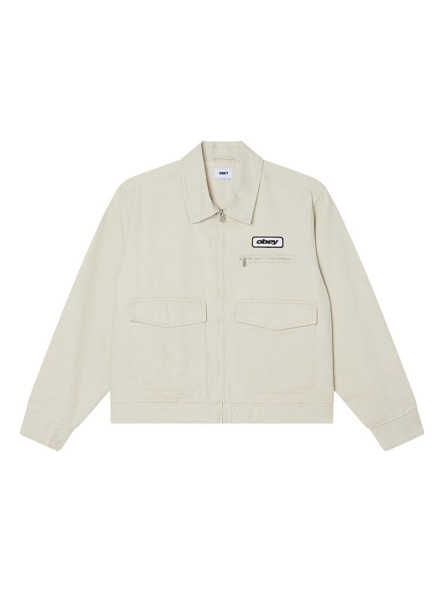 OBEY Obey Walter work Jacket giacca in canvas leggera con colletto e zip - silver bitch faded - 6