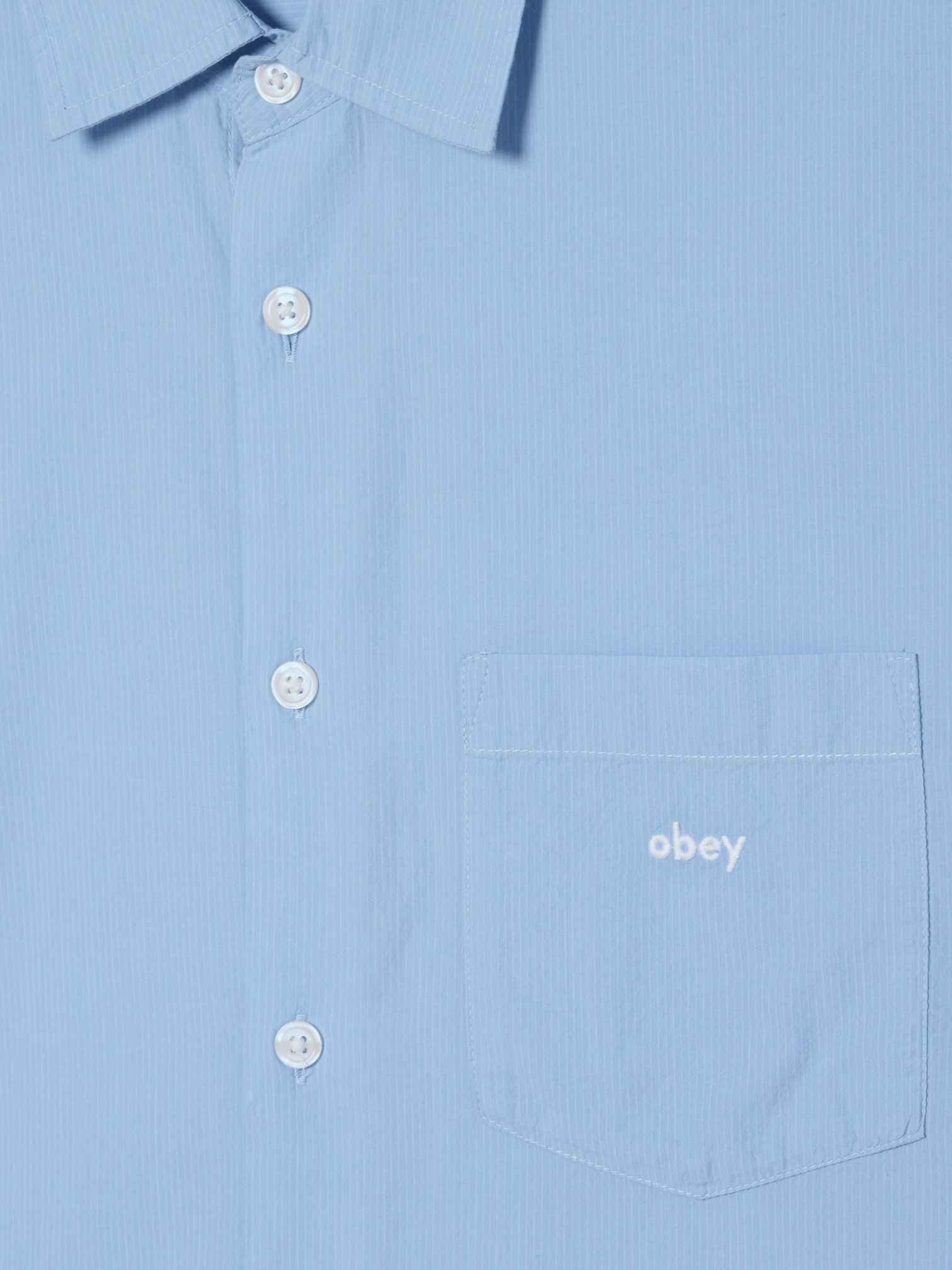 OBEY Obey Bigwig jamie woven camicia a righe maniche corte - sky blue multi - 3