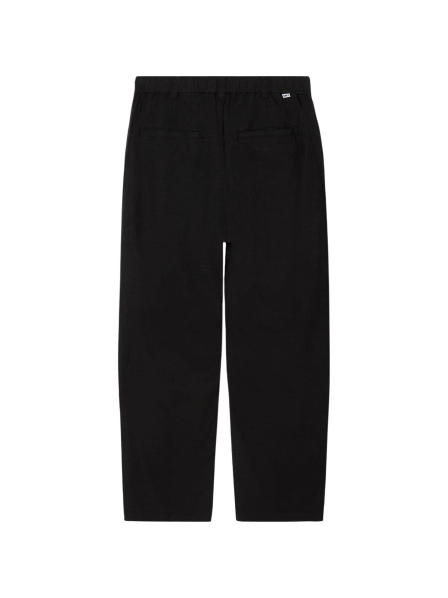 OBEY Obey Foster pleated linen pants pantaloni sartoriali in lino gamba larga - black - 2