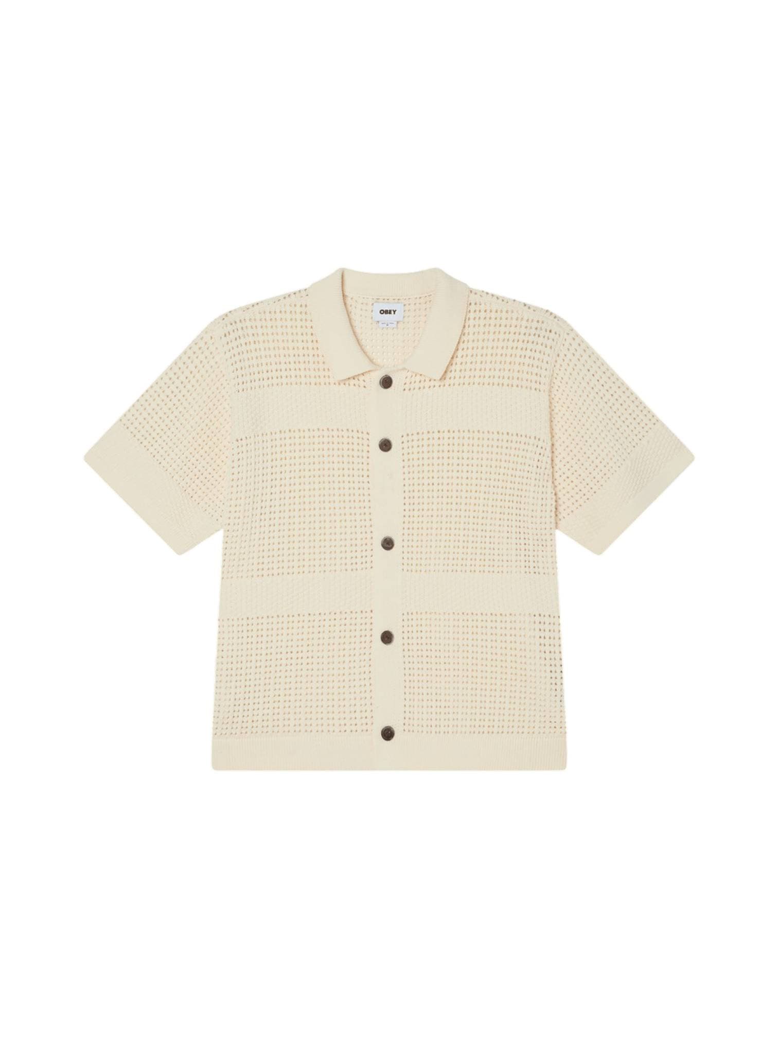 OBEY Obey Zach sweater shirt polo maniche corte in maglina con bottoni - umbleached - 4
