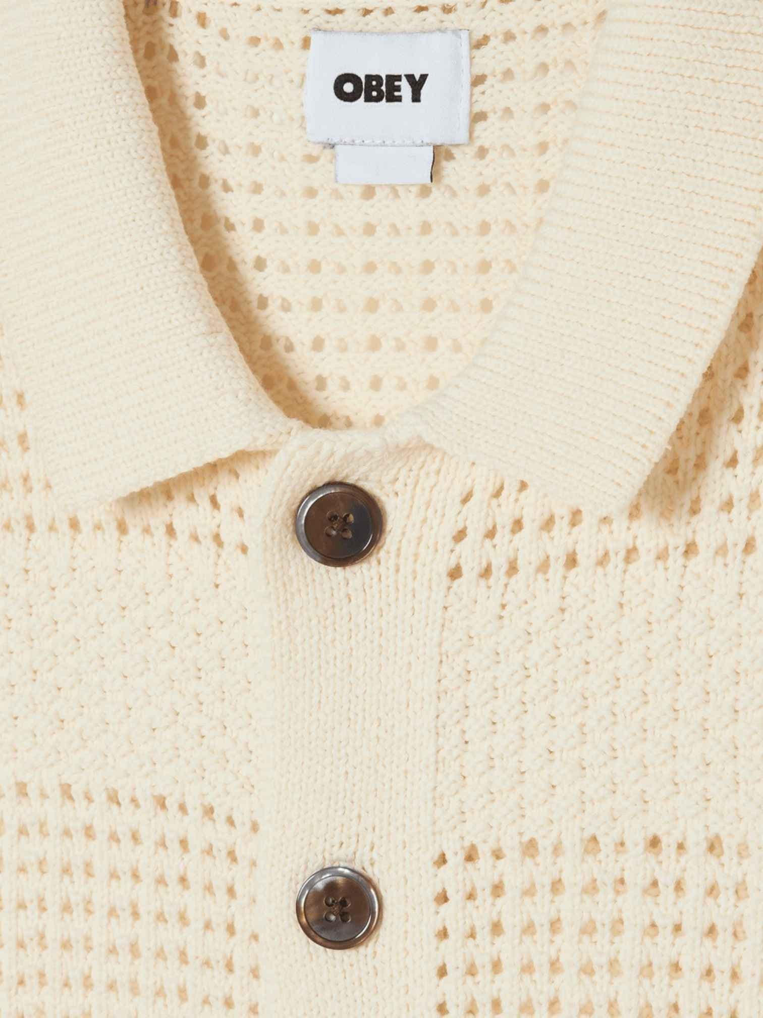 OBEY Obey Zach sweater shirt polo maniche corte in maglina con bottoni - umbleached - 3