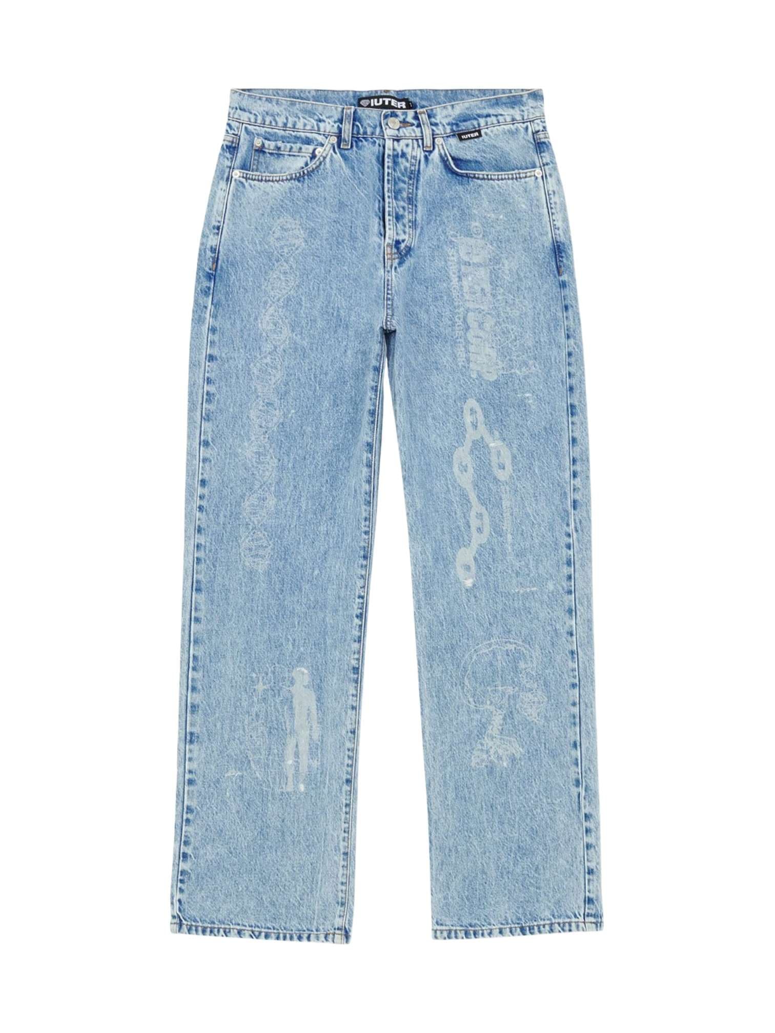 IUTER Iuter Discovery Loose denim pants jeans gamba dritta con grafiche laser - medium blue - 5
