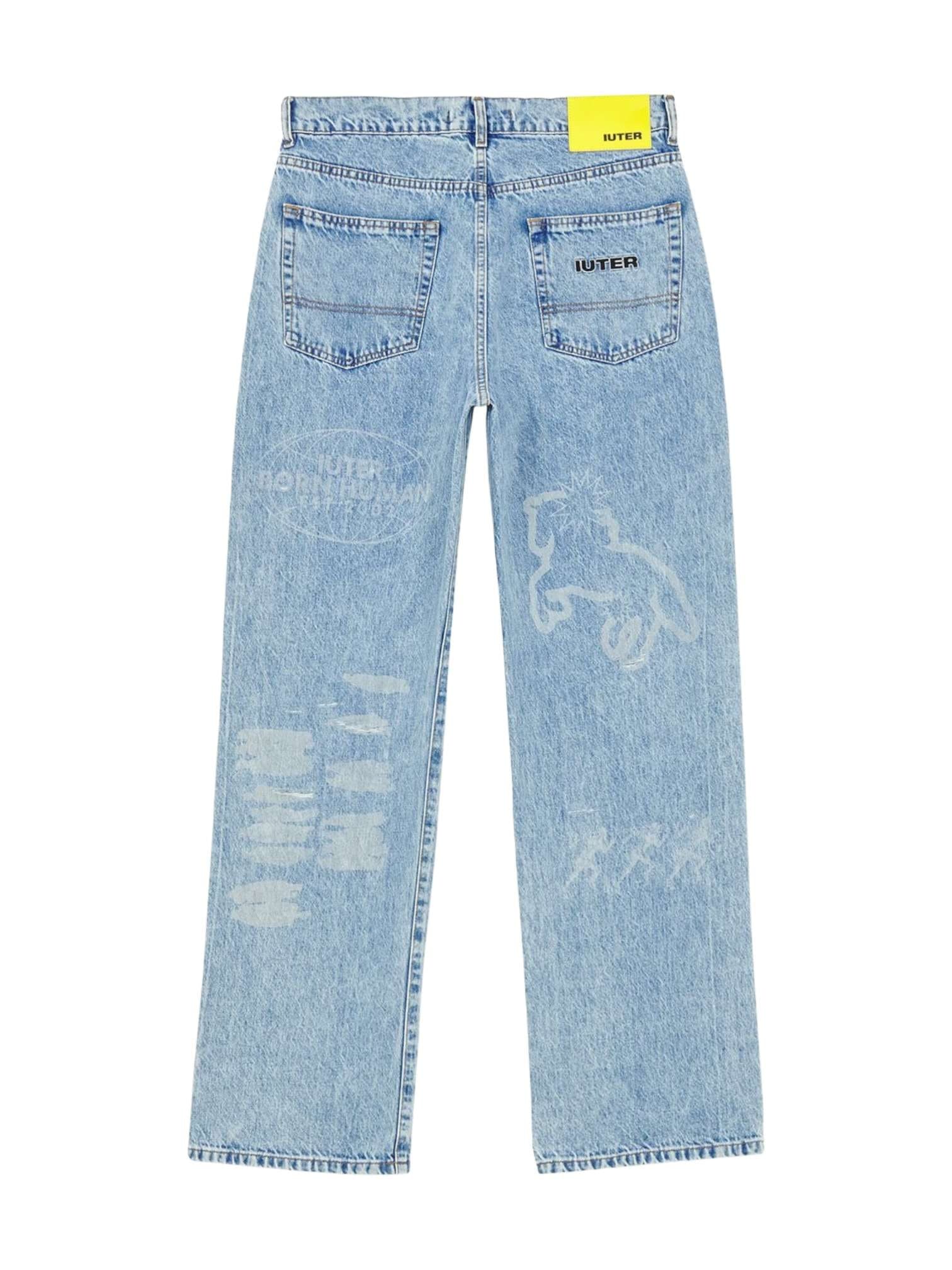 IUTER Iuter Discovery Loose denim pants jeans gamba dritta con grafiche laser - medium blue - 2