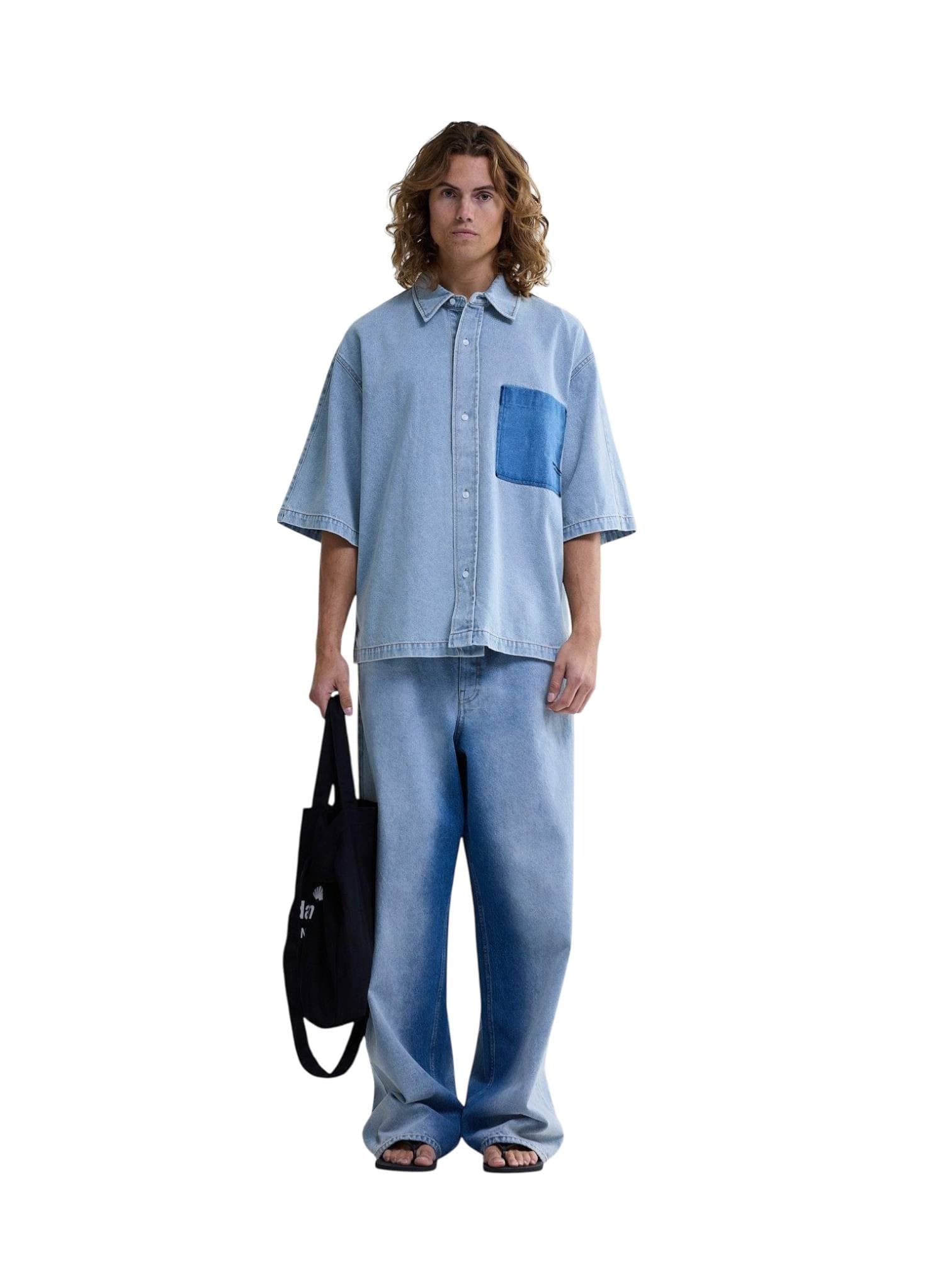 NEW AMSTERDAM SURF ASSOCIATION New Amsterdam surf Association Lyocell short sleeves shirt camicia boxy maniche corte - light blue - 3