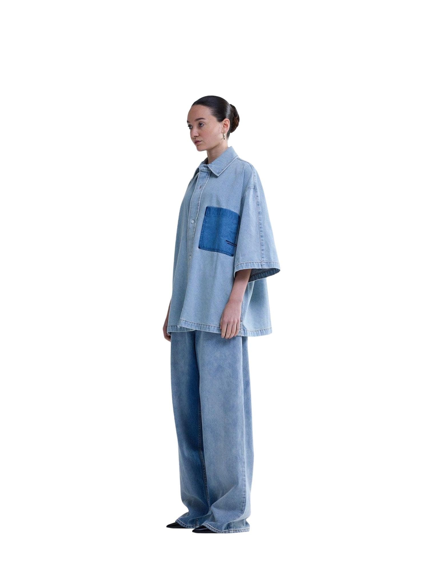NEW AMSTERDAM SURF ASSOCIATION New Amsterdam surf Association Lyocell short sleeves shirt camicia boxy maniche corte - light blue - 7