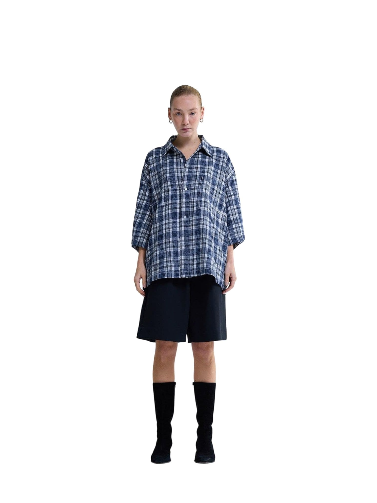 NEW AMSTERDAM SURF ASSOCIATION New Amsterdam surf Association Wijk short sleeves check shirt camicia a quadri boxy fit maniche corte - bleached check - 6