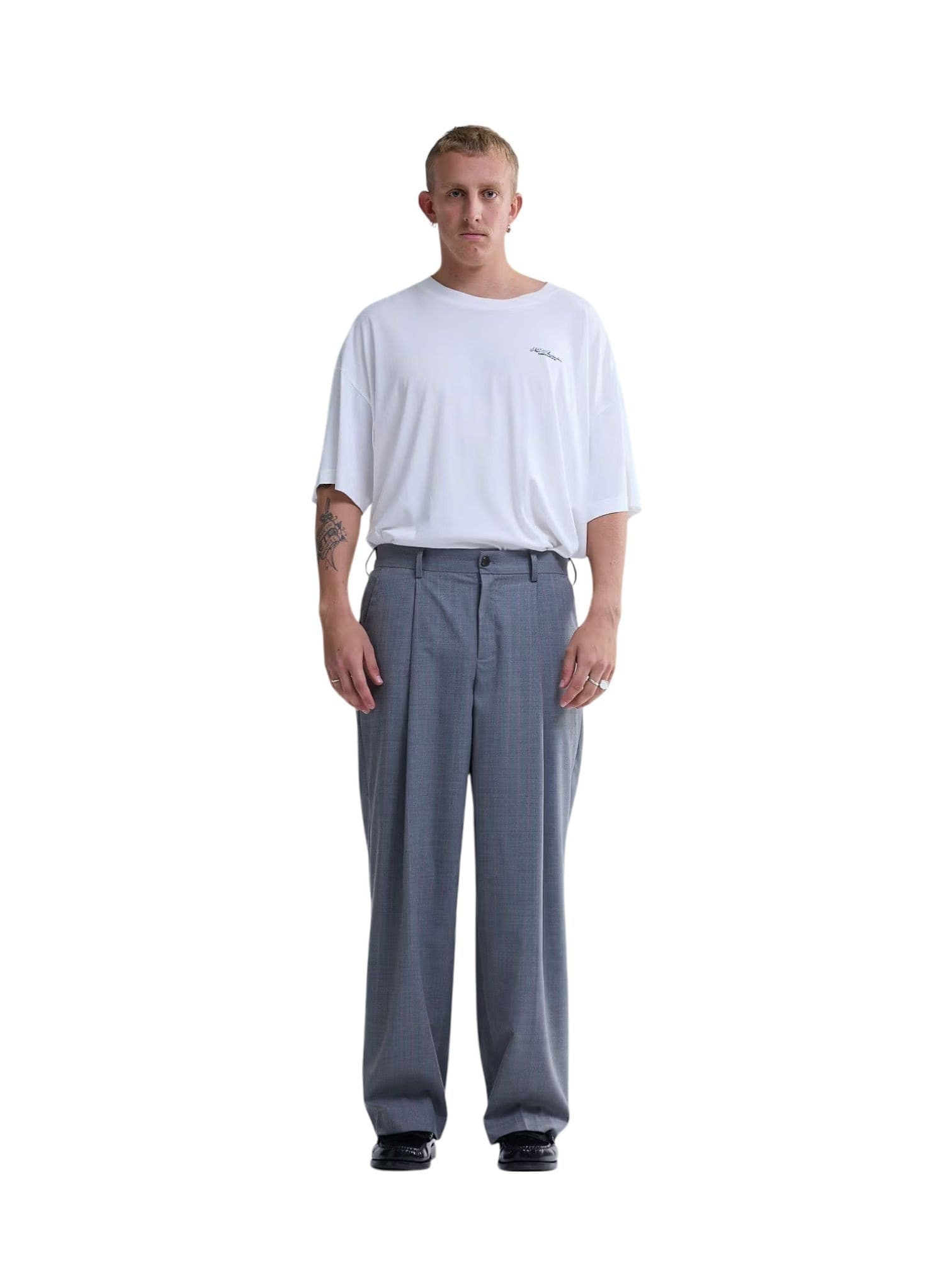 NEW AMSTERDAM SURF ASSOCIATION New Amsterdam surf Association Wool after trouser pantaloni sartoriali gamba dritta - grey/pink pinstripe - 3