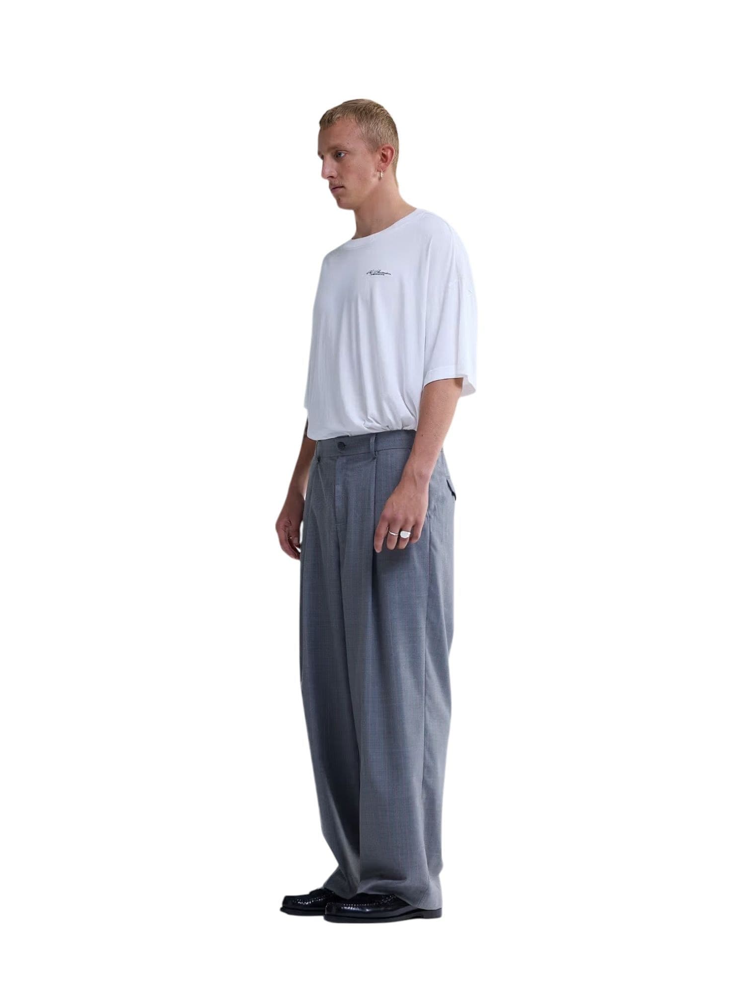 NEW AMSTERDAM SURF ASSOCIATION New Amsterdam surf Association Wool after trouser pantaloni sartoriali gamba dritta - grey/pink pinstripe - 4