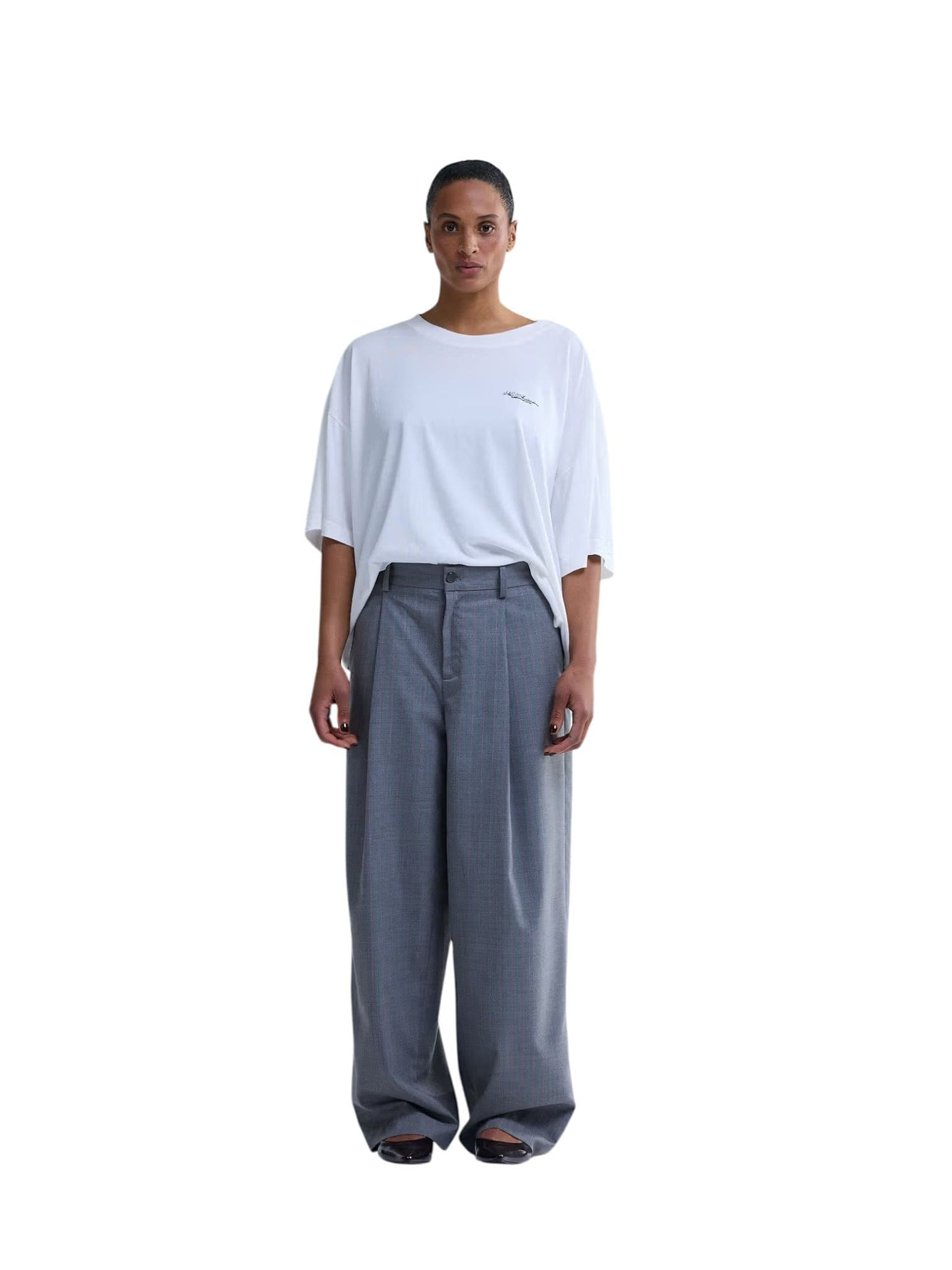 NEW AMSTERDAM SURF ASSOCIATION New Amsterdam surf Association Wool after trouser pantaloni sartoriali gamba dritta - grey/pink pinstripe - 5