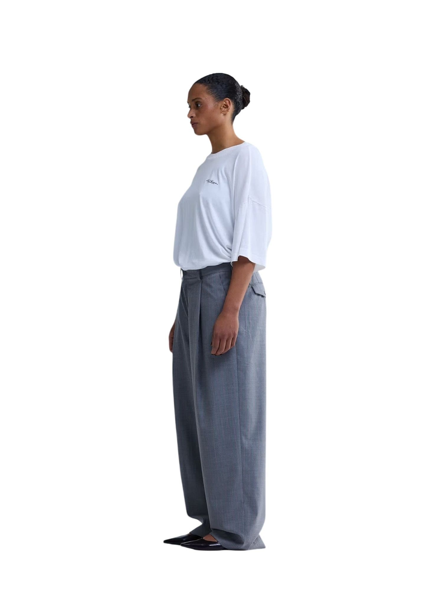 NEW AMSTERDAM SURF ASSOCIATION New Amsterdam surf Association Wool after trouser pantaloni sartoriali gamba dritta - grey/pink pinstripe - 6