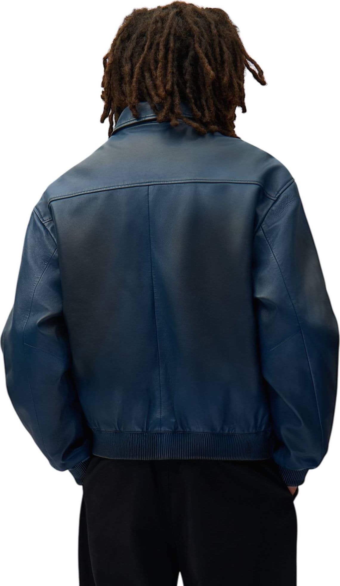 ARTE ANTWERP Arte Antwerp Leather Fade Jacket giacca in pelle con colletto effetto vintage - Navy - 4