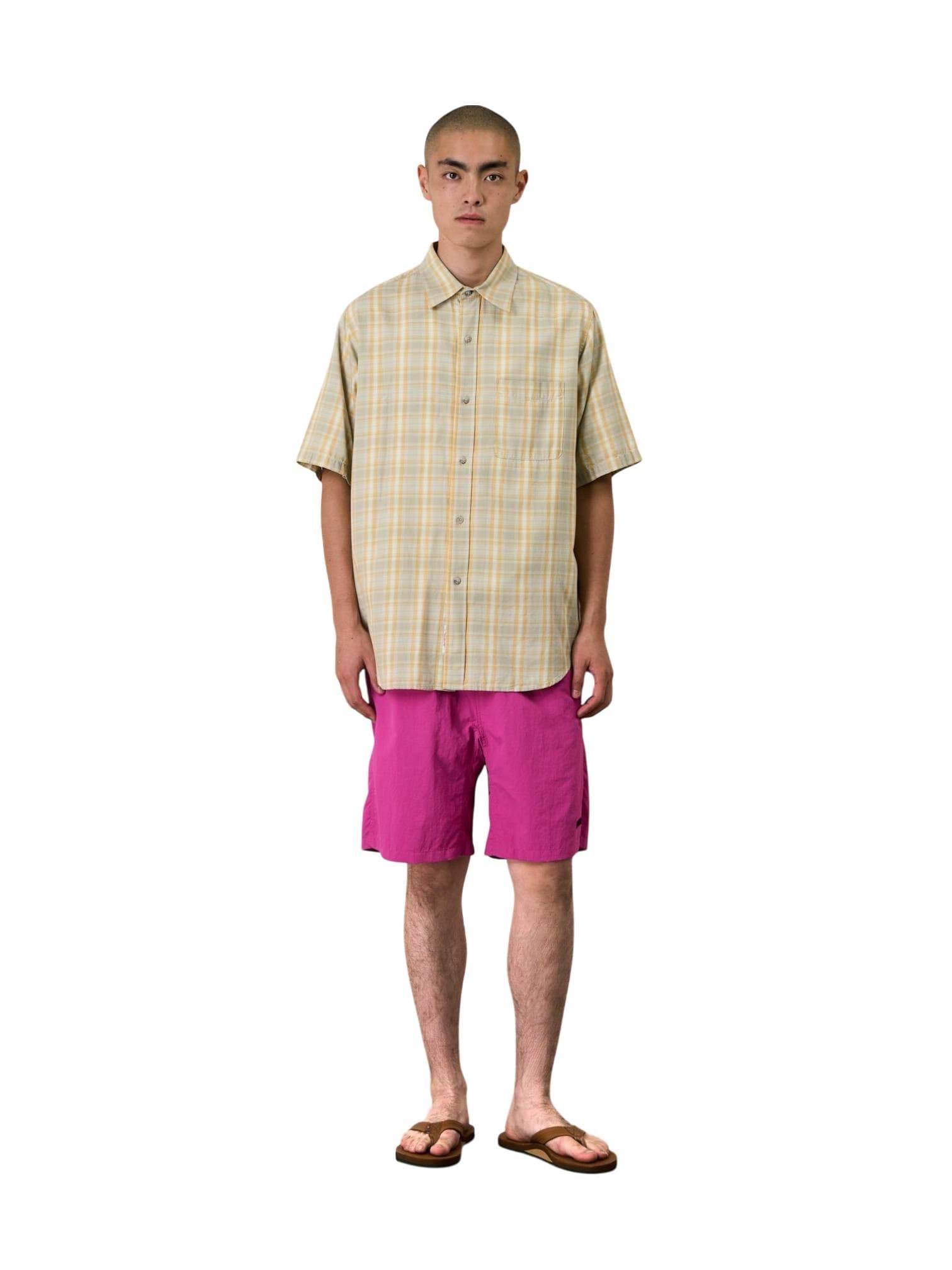 GRAMICCI Gramicci Checkered ombre shirt camicione a quadri maniche corte - mustard - 3