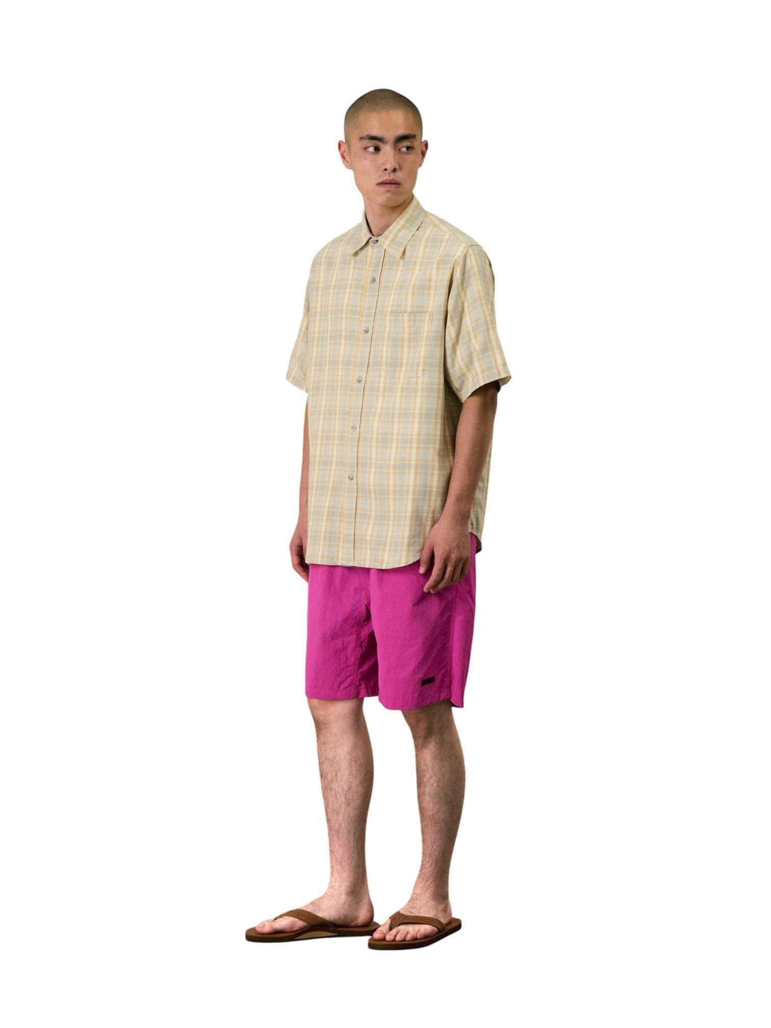 GRAMICCI Gramicci Checkered ombre shirt camicione a quadri maniche corte - mustard - 5