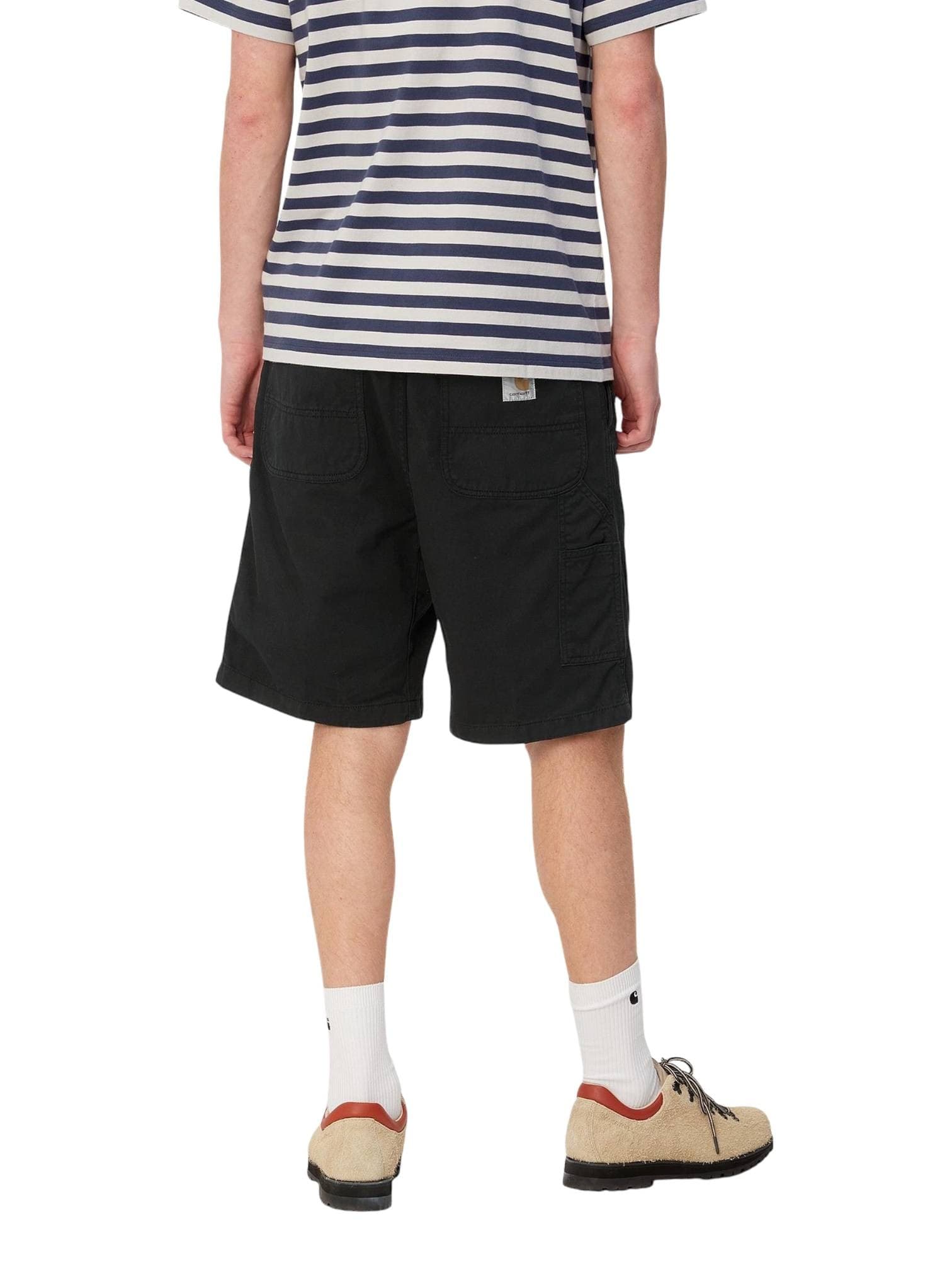 CARHARTT WIP Carhartt Wip Flint short in cotone gamba larga con elastico in vita - Black garment dyed - 4