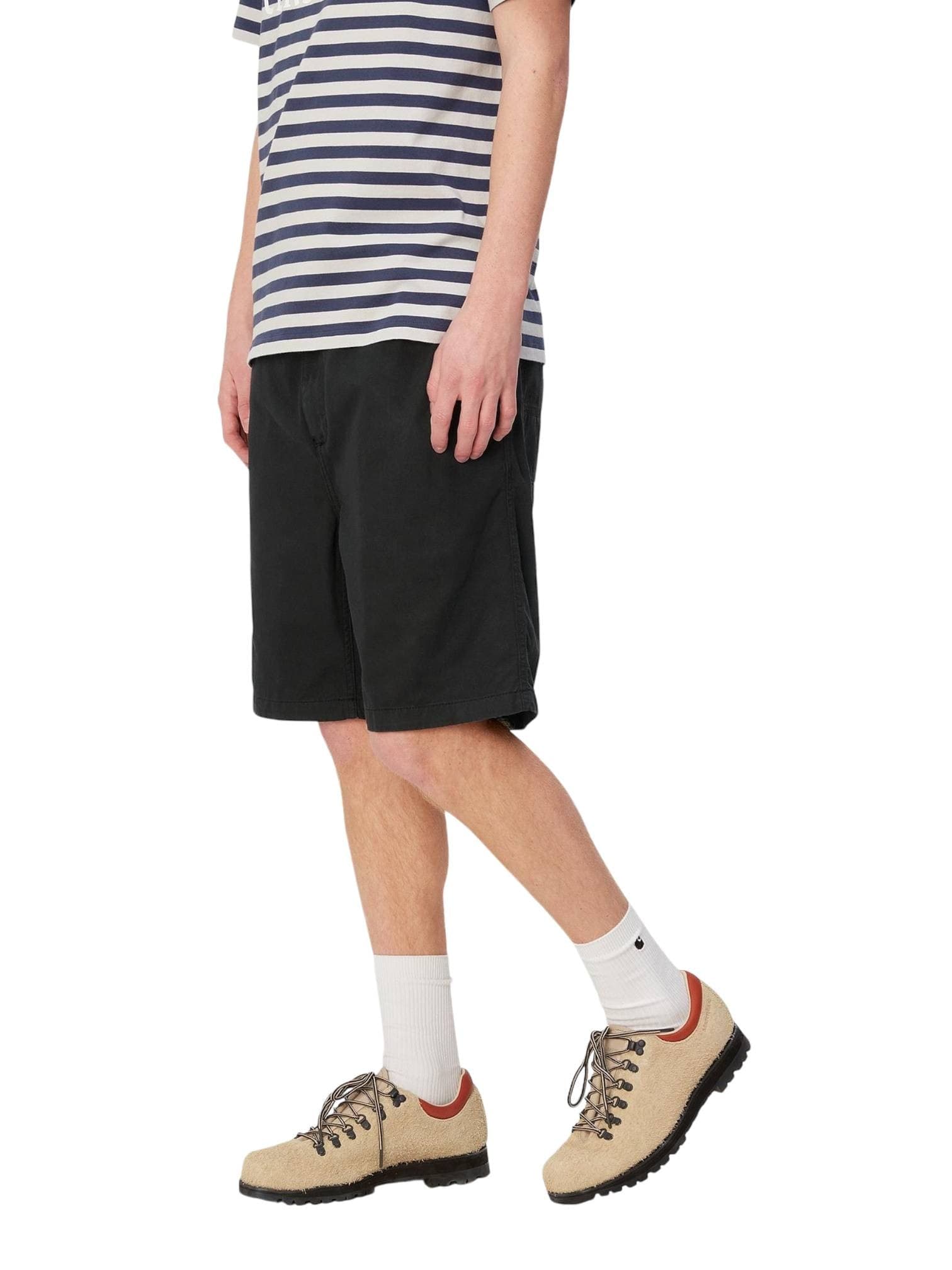 CARHARTT WIP Carhartt Wip Flint short in cotone gamba larga con elastico in vita - Black garment dyed - 5