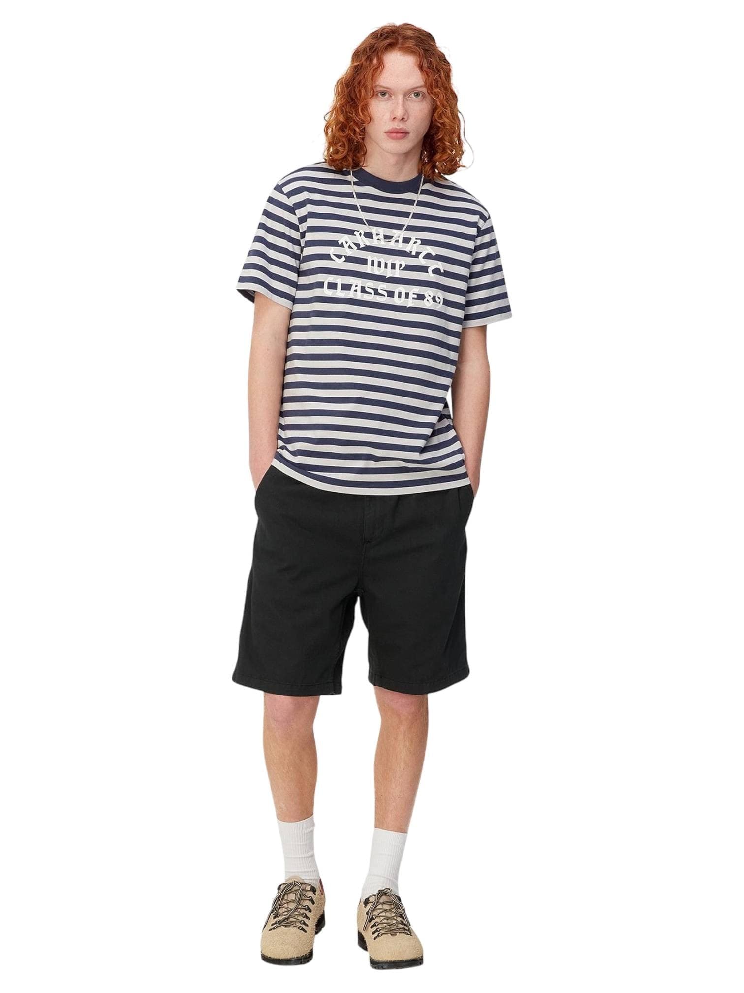 CARHARTT WIP Carhartt Wip Flint short in cotone gamba larga con elastico in vita - Black garment dyed - 6