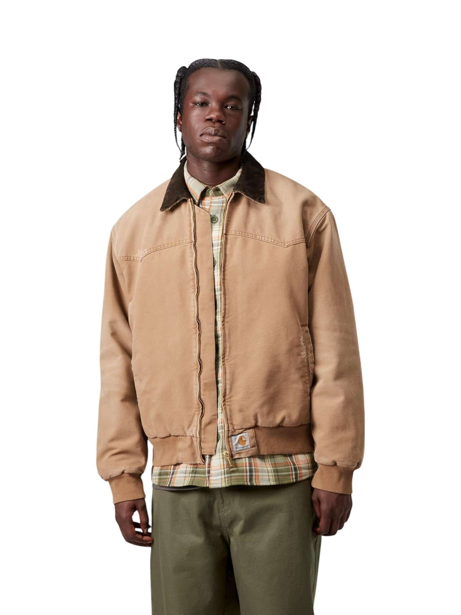 CARHARTT WIP Carhartt Wip OG Santa Fe Jacket giacca in canvas con colletto - Hamilton Brown / Tobacco grind washed - 3