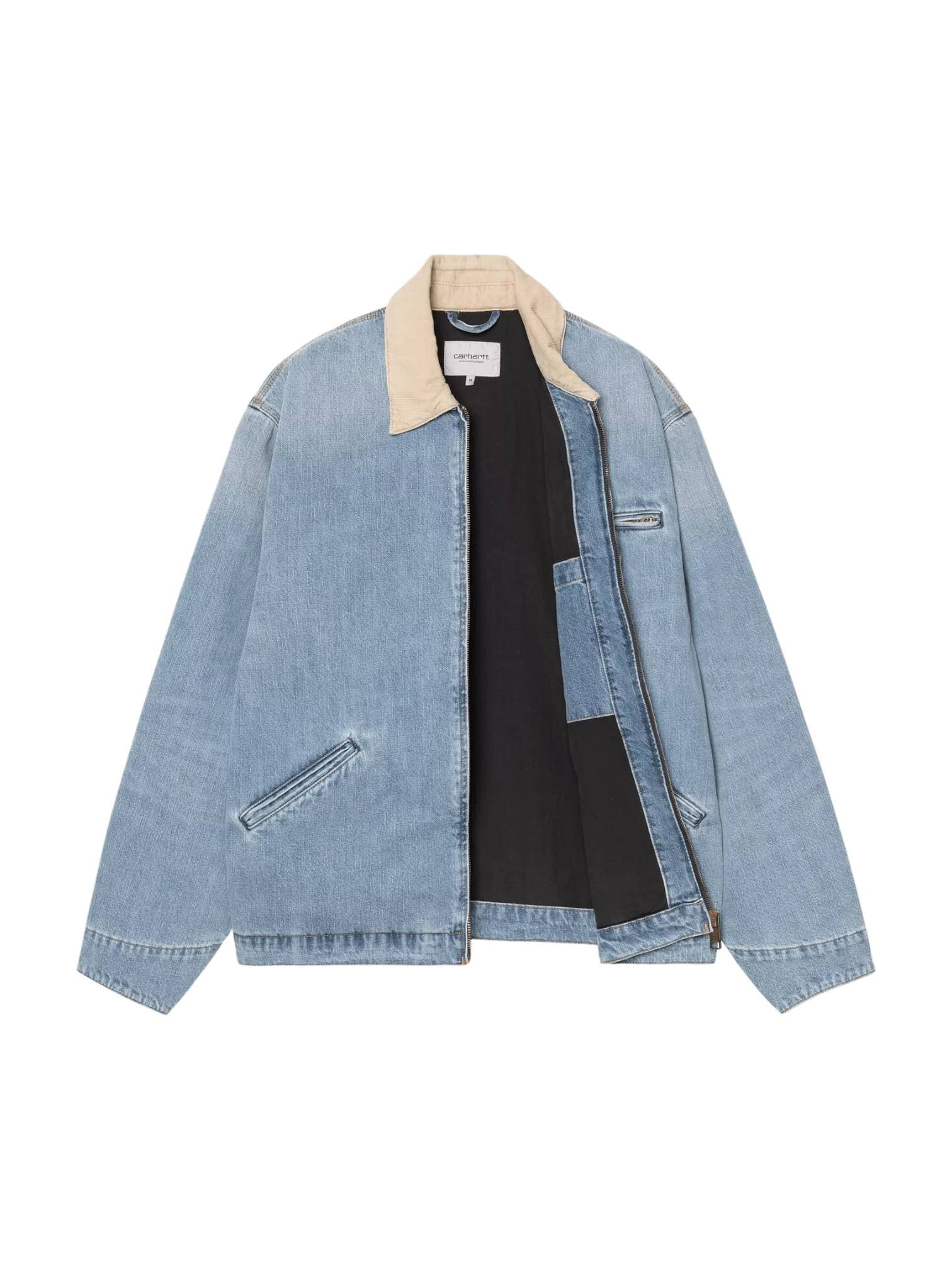 CARHARTT WIP Carhartt Wip Og Detroit jacket giacca in denim leggera con colletto - Blue / Dusty H Brown burst washed - 3