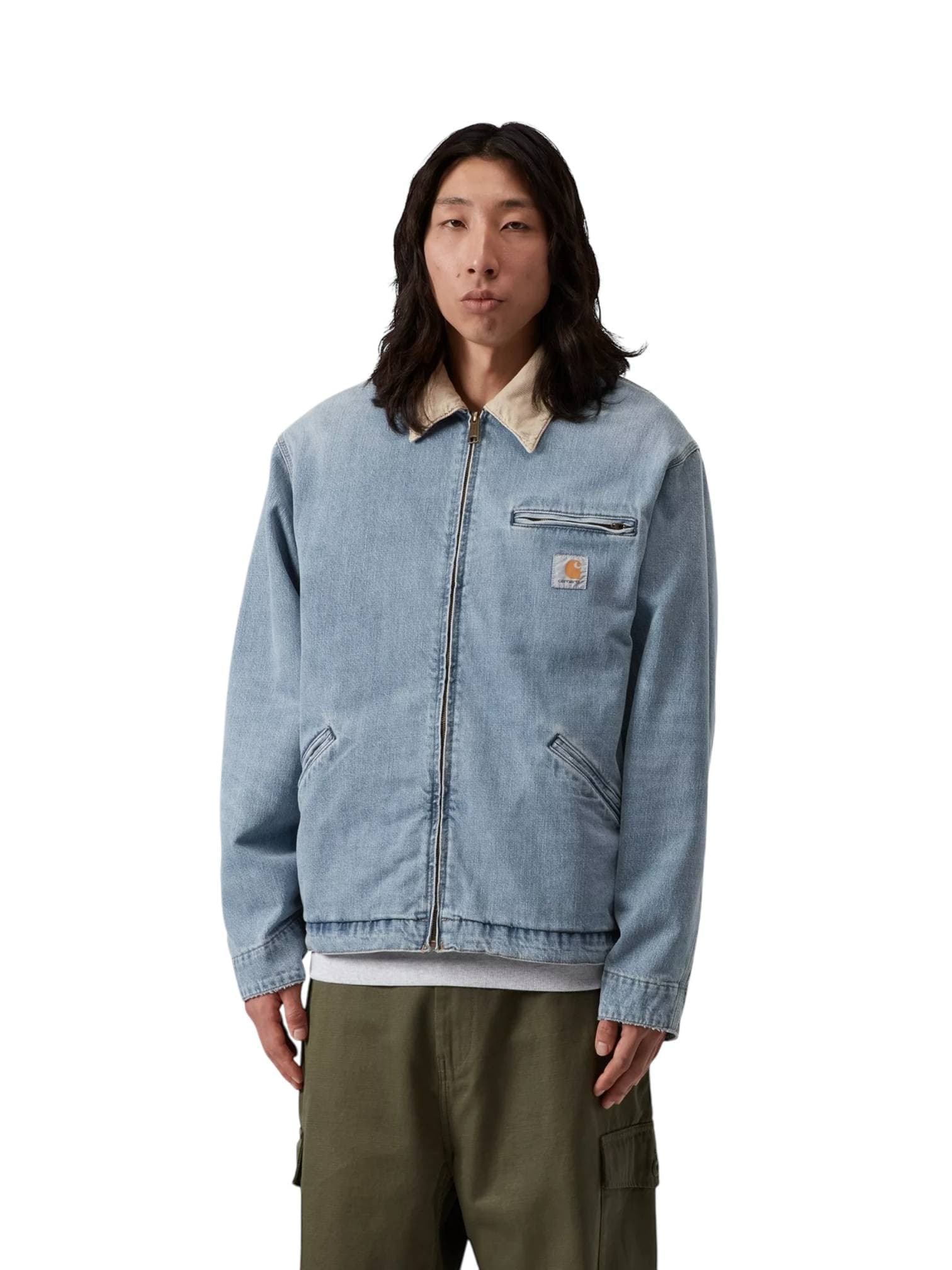 CARHARTT WIP Carhartt Wip Og Detroit jacket giacca in denim leggera con colletto - Blue / Dusty H Brown burst washed - 4