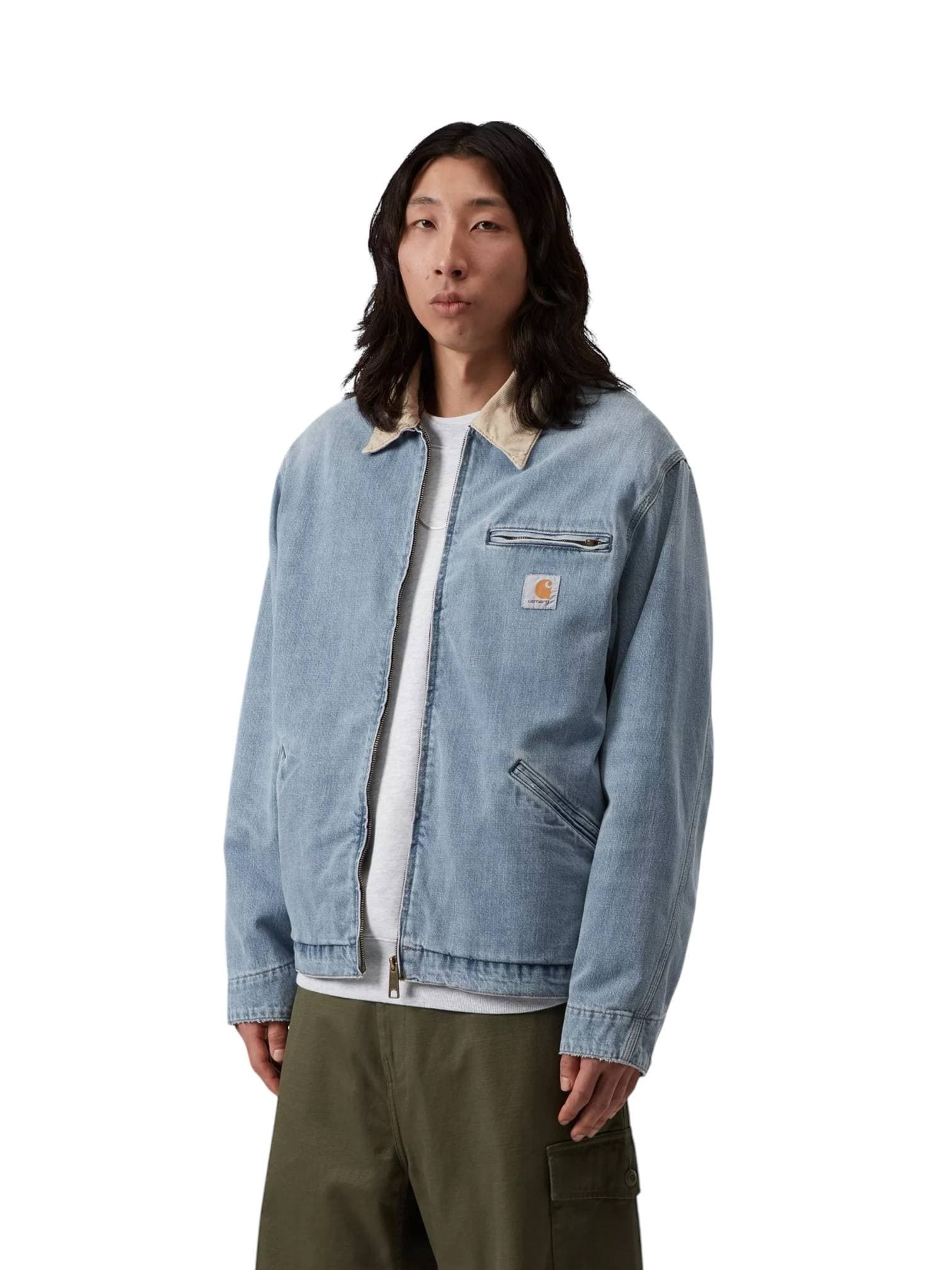 CARHARTT WIP Carhartt Wip Og Detroit jacket giacca in denim leggera con colletto - Blue / Dusty H Brown burst washed - 6