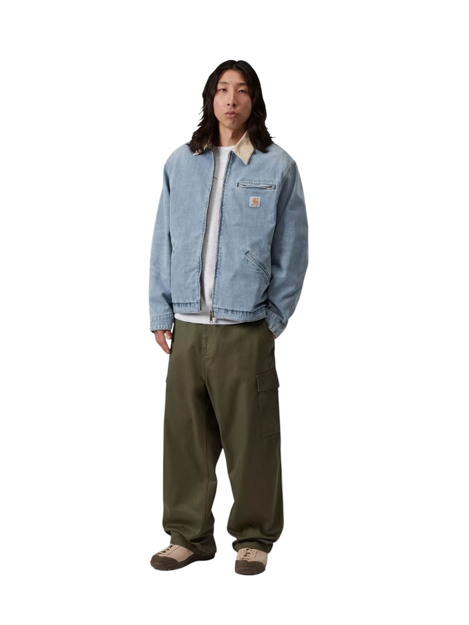 CARHARTT WIP Carhartt Wip Og Detroit jacket giacca in denim leggera con colletto - Blue / Dusty H Brown burst washed - 7