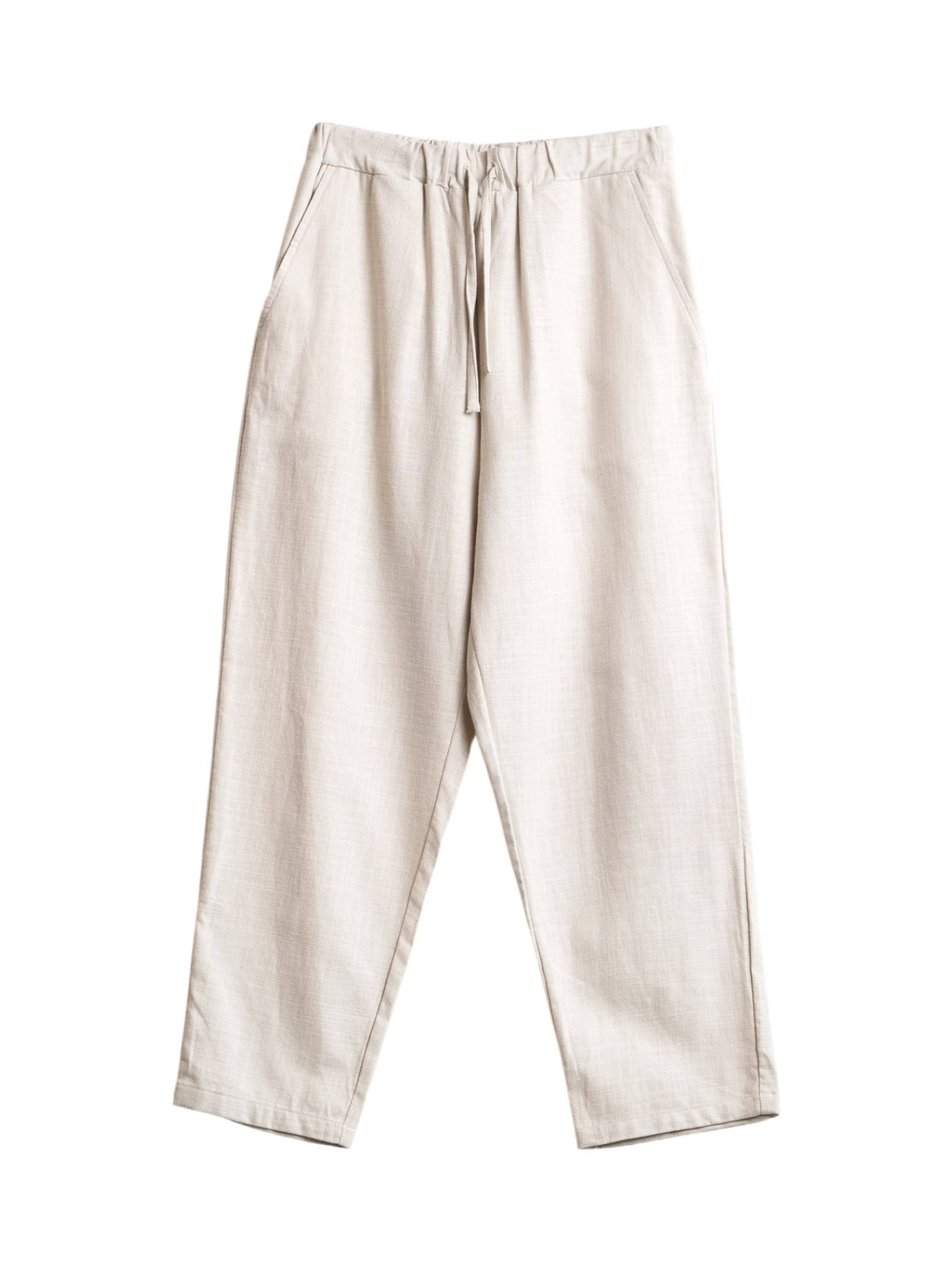 WOODEN Wooden Jogger pants pantaloni in cotone con elastico in vita - panna
