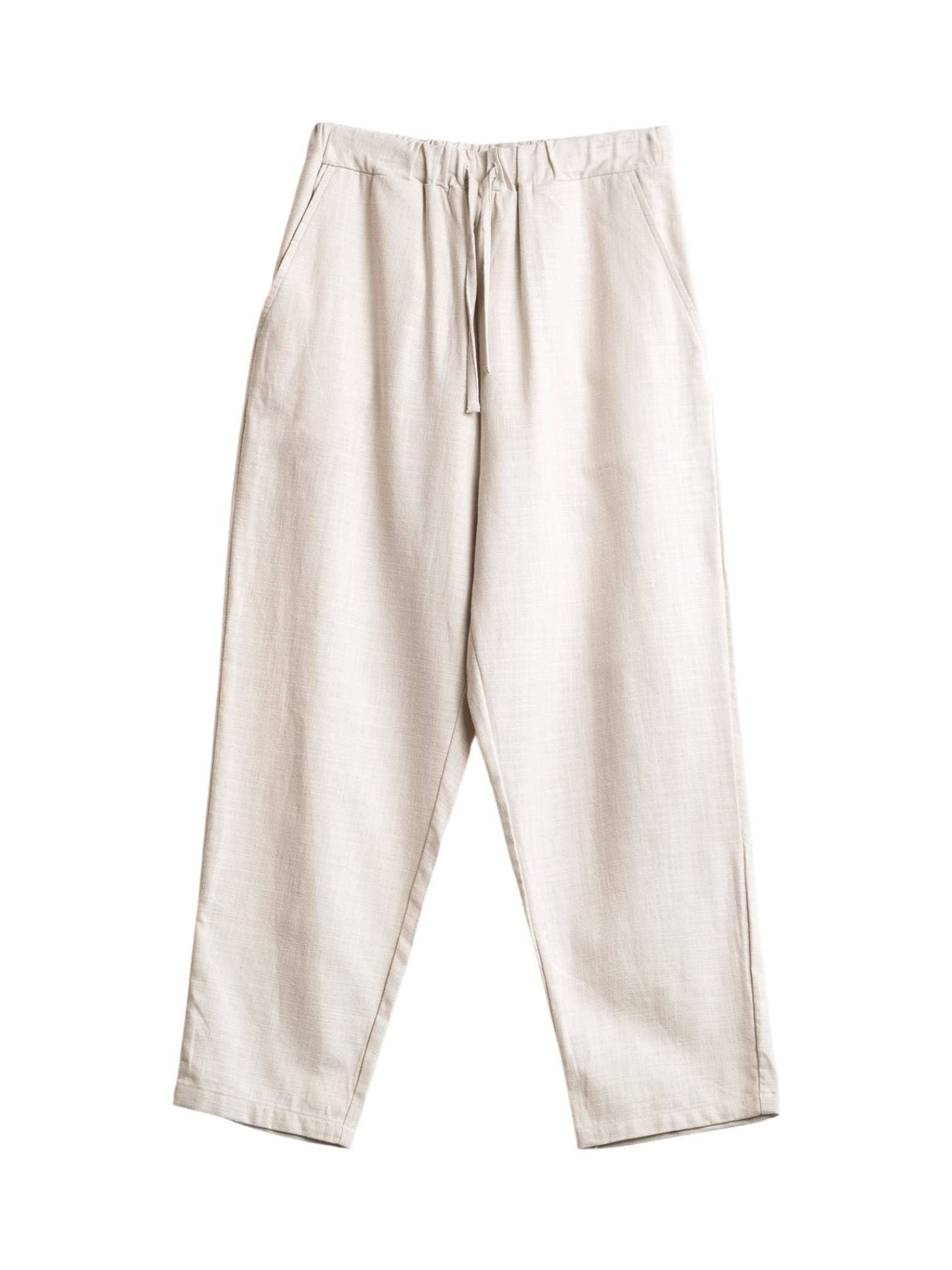 WOODEN Wooden Jogger pants pantaloni in cotone con elastico in vita - panna - 8